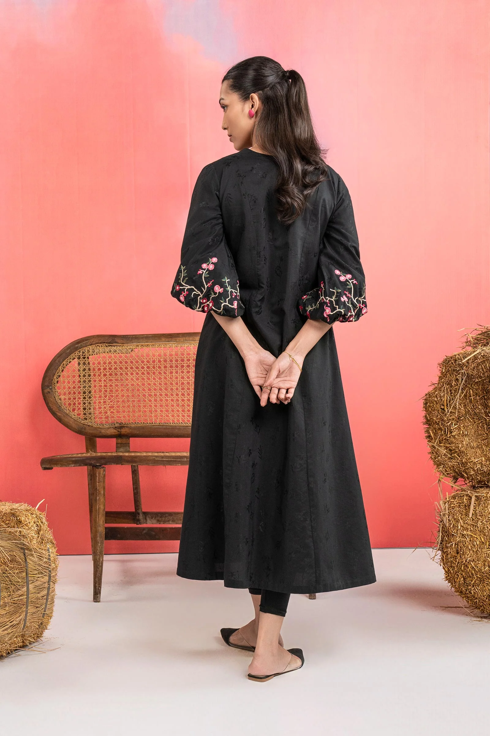 Embroidered Self-Jacquard Viscose Dress - Image 5
