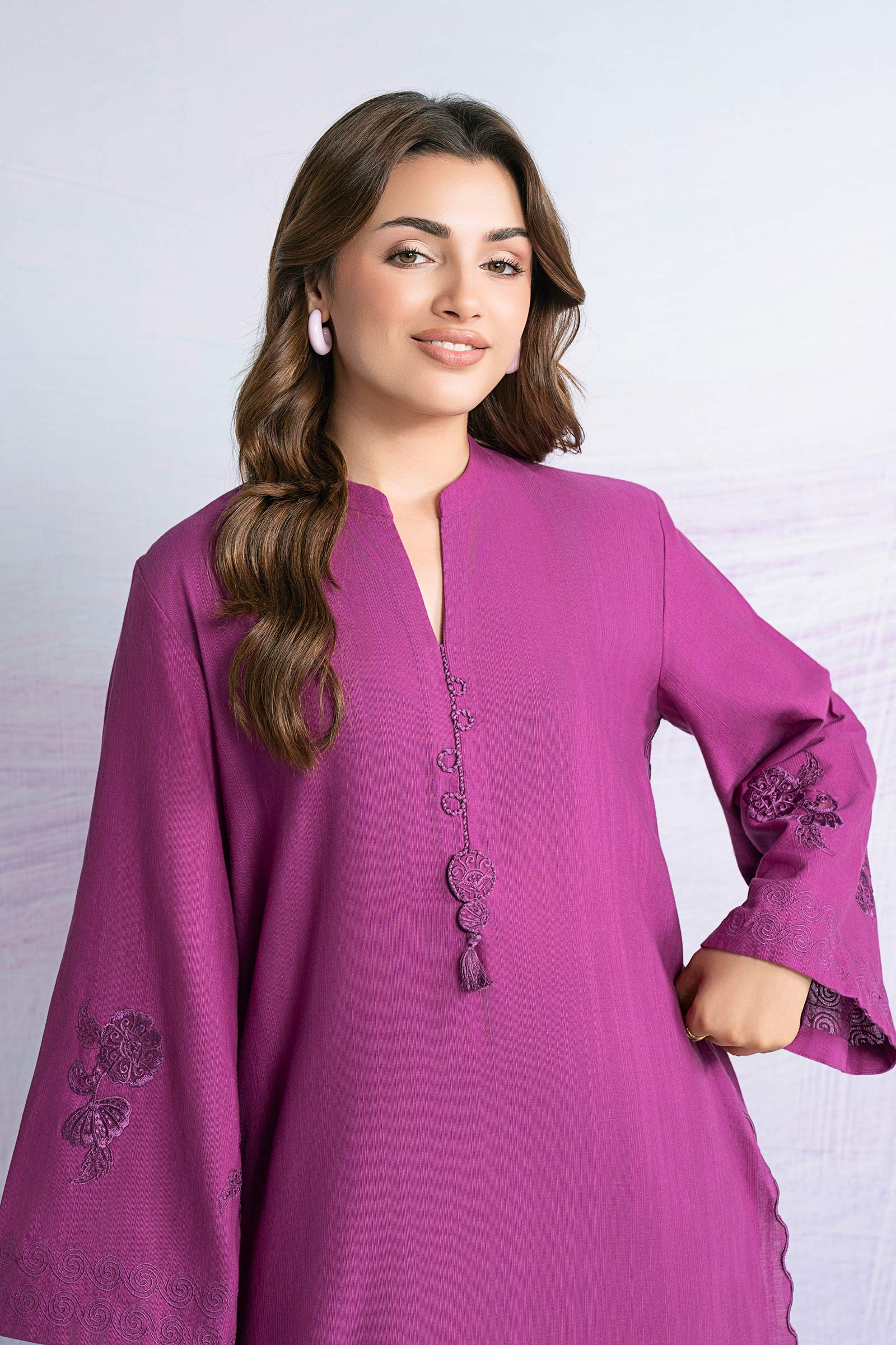 Embroidered Slub Khaddar Shirt - Image 2