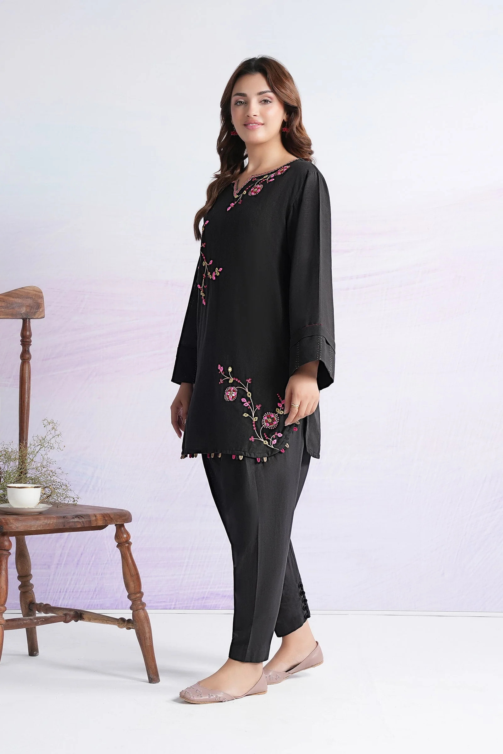 2 Pc Embroidered Khaddar Suit - Image 3