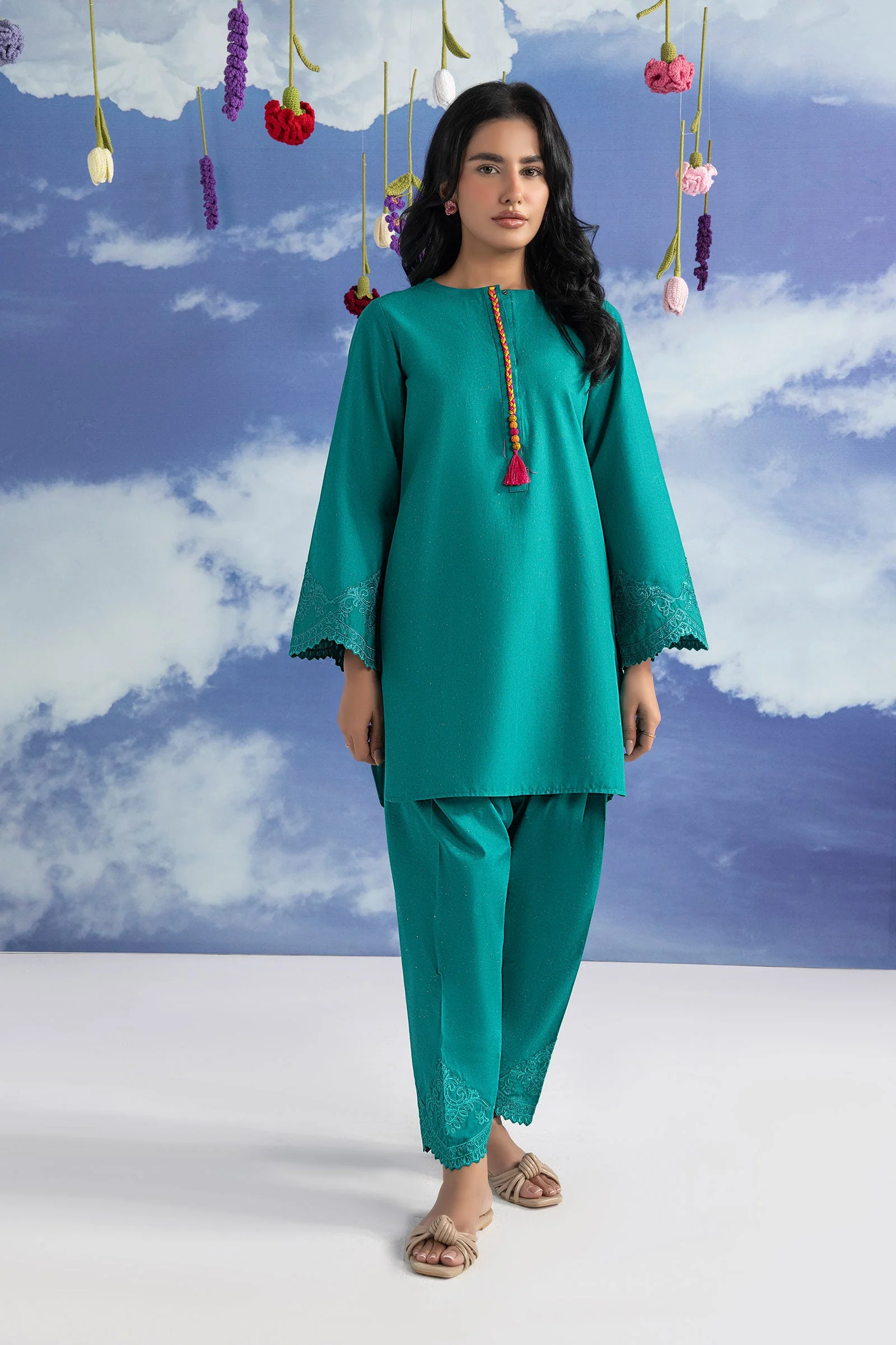 2 Pc Embroidered Tonal Nep Suit - Image 2