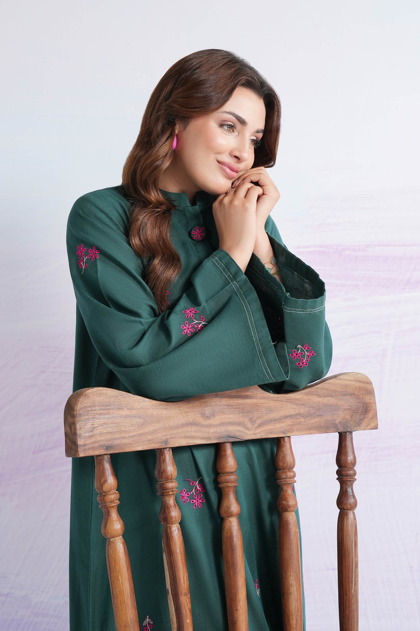 Embroidered Slub Khaddar Shirt - Image 4