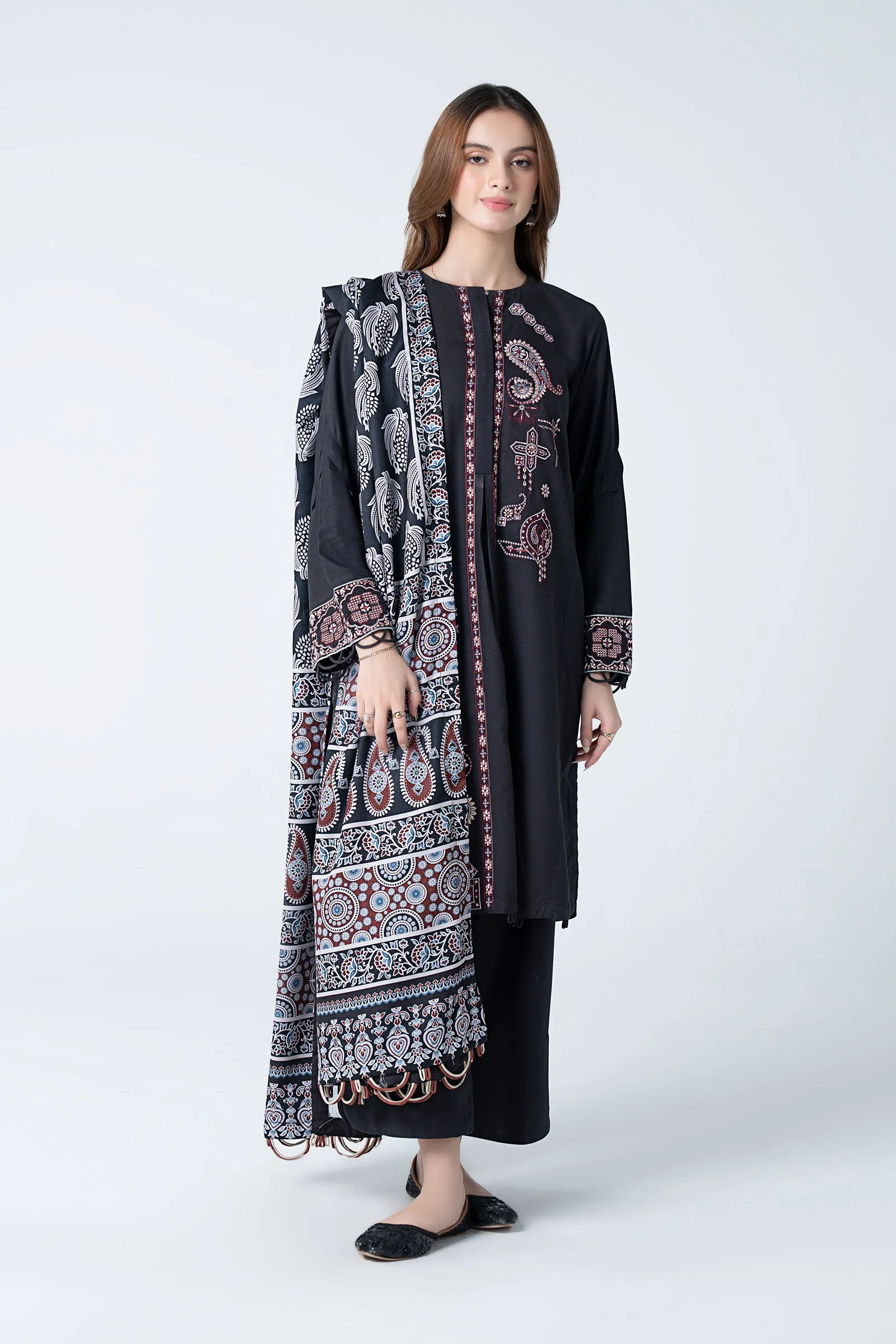 3 Pc Embroidered Twill Suit