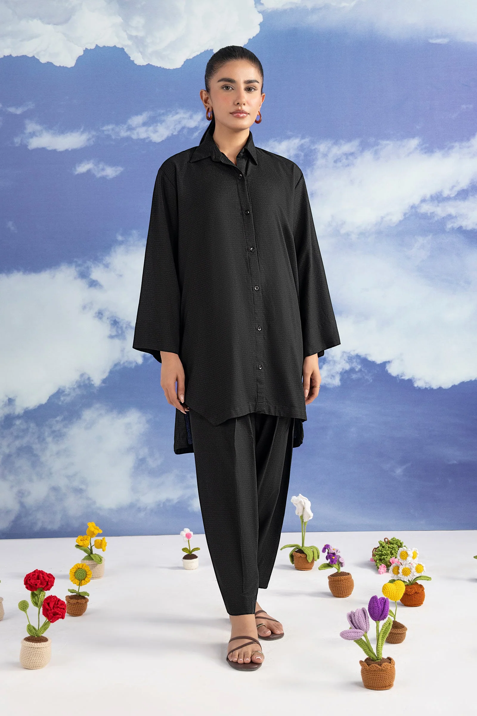 2 Pc Dyed Rib Karandi Suit - Image 3