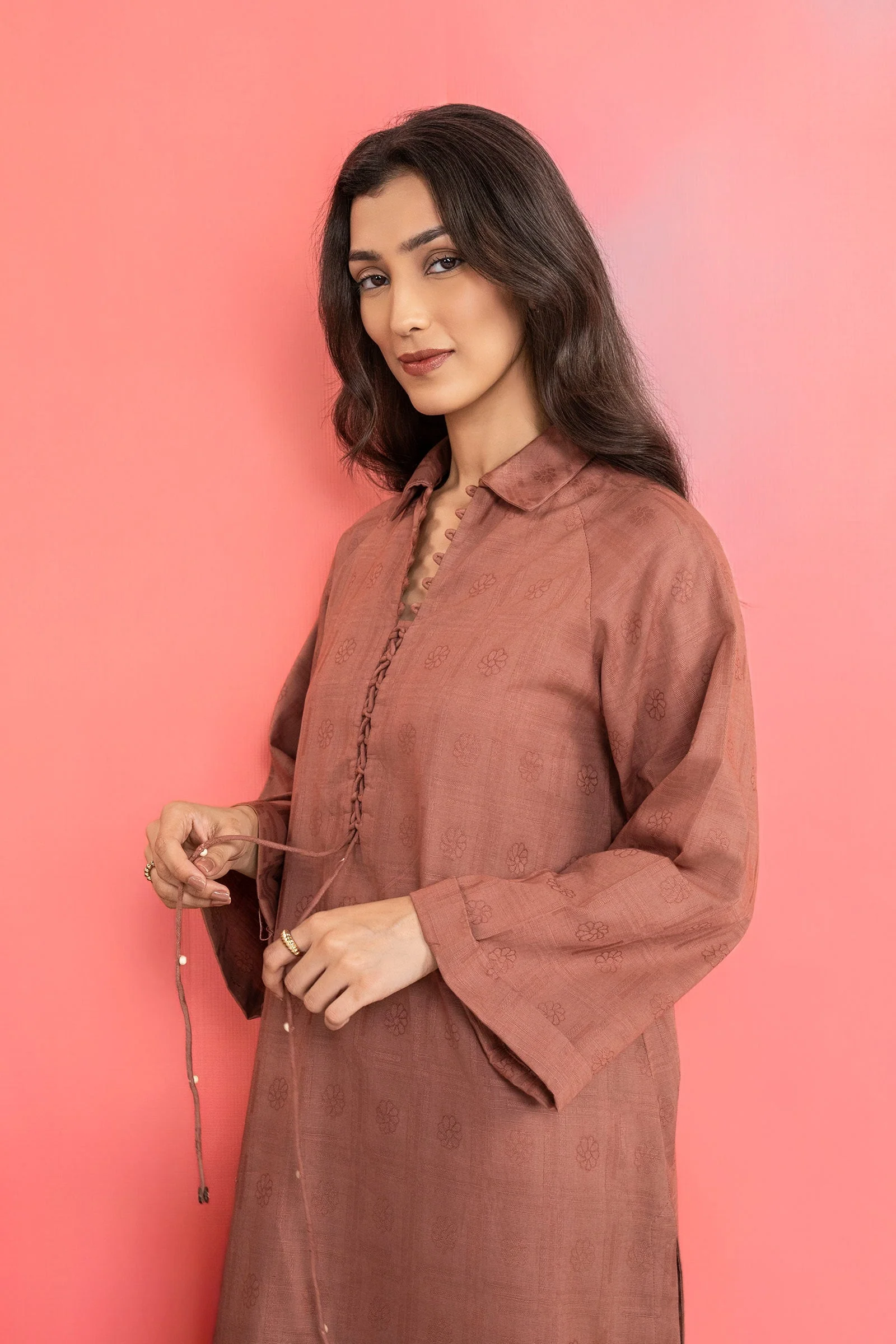 2 Pc Dyed Khaddar Jacquard Suit - Image 3