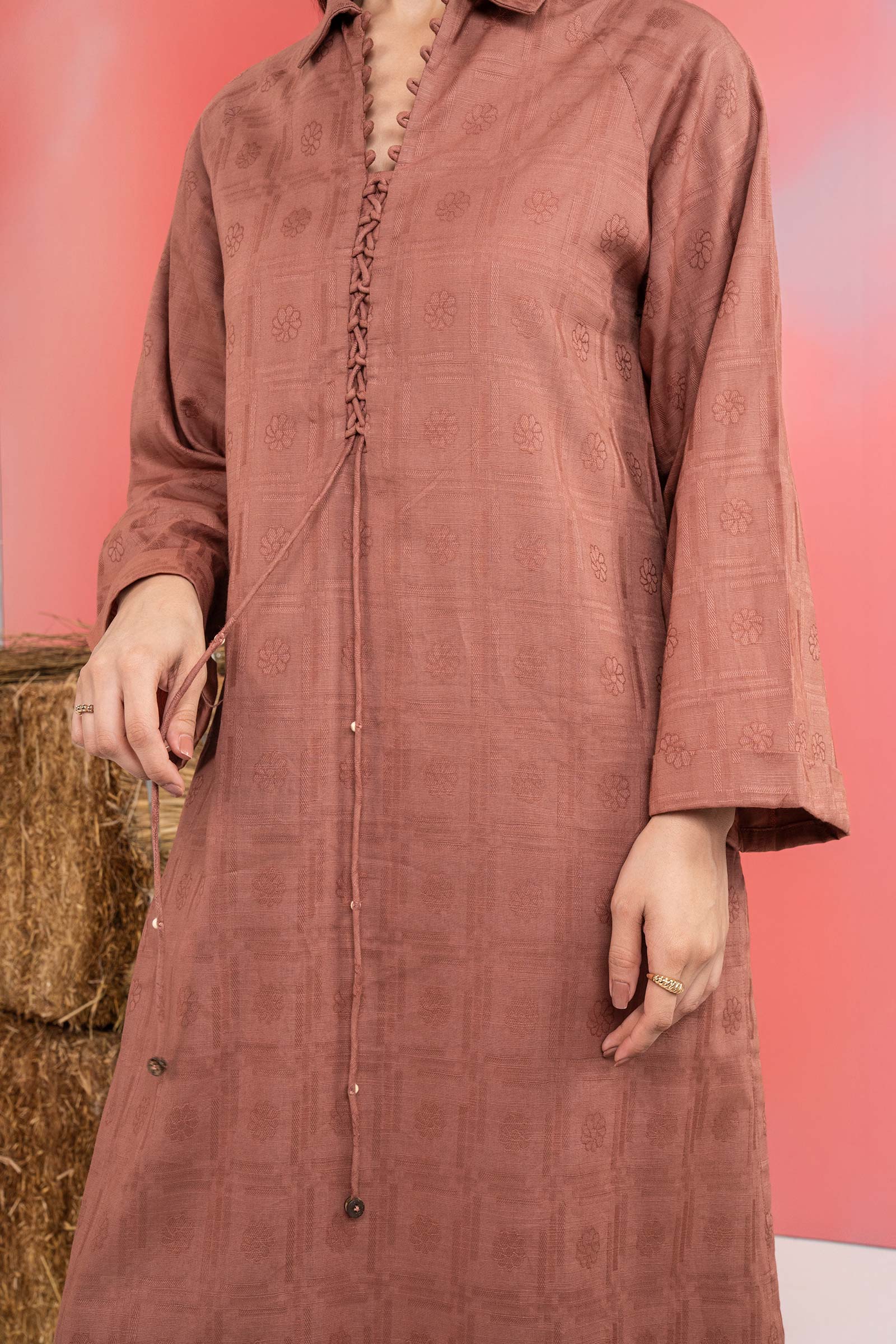 2 Pc Dyed Khaddar Jacquard Suit - Image 4
