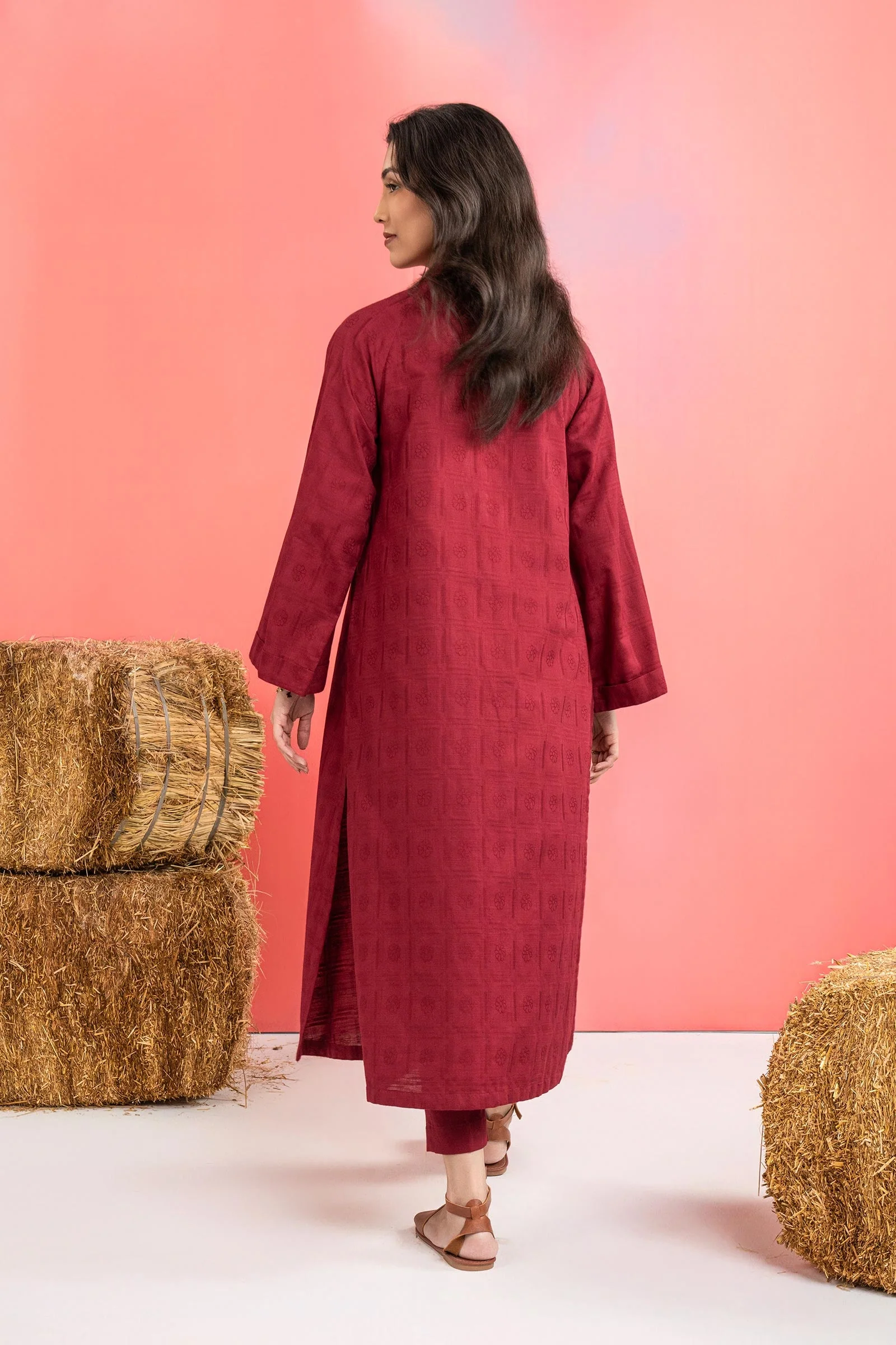 2 Pc Dyed Khaddar Jacquard Suit - Image 6