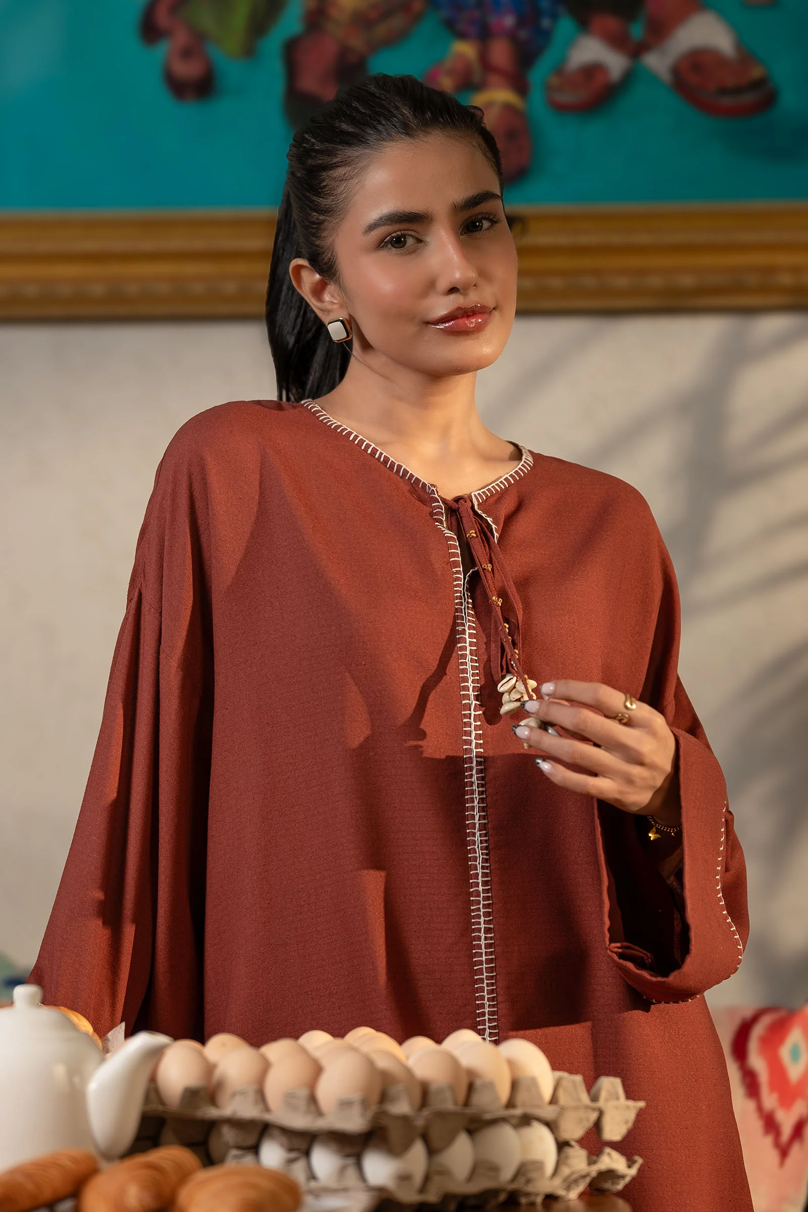 2 Pc Dyed Rib Karandi Suit - Image 2