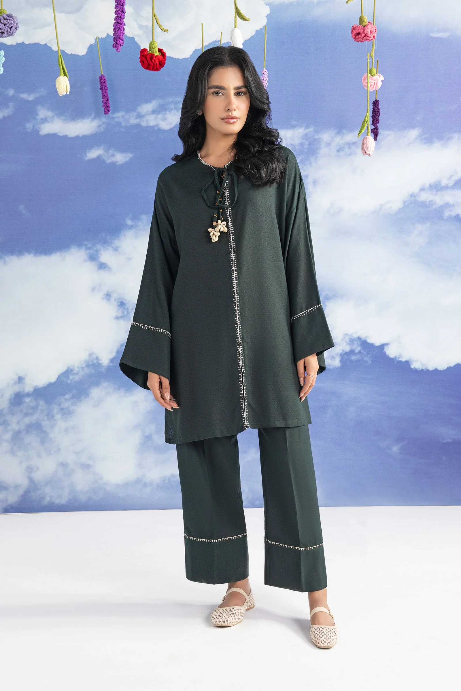 2 Pc Dyed Rib Karandi Suit - Image 2