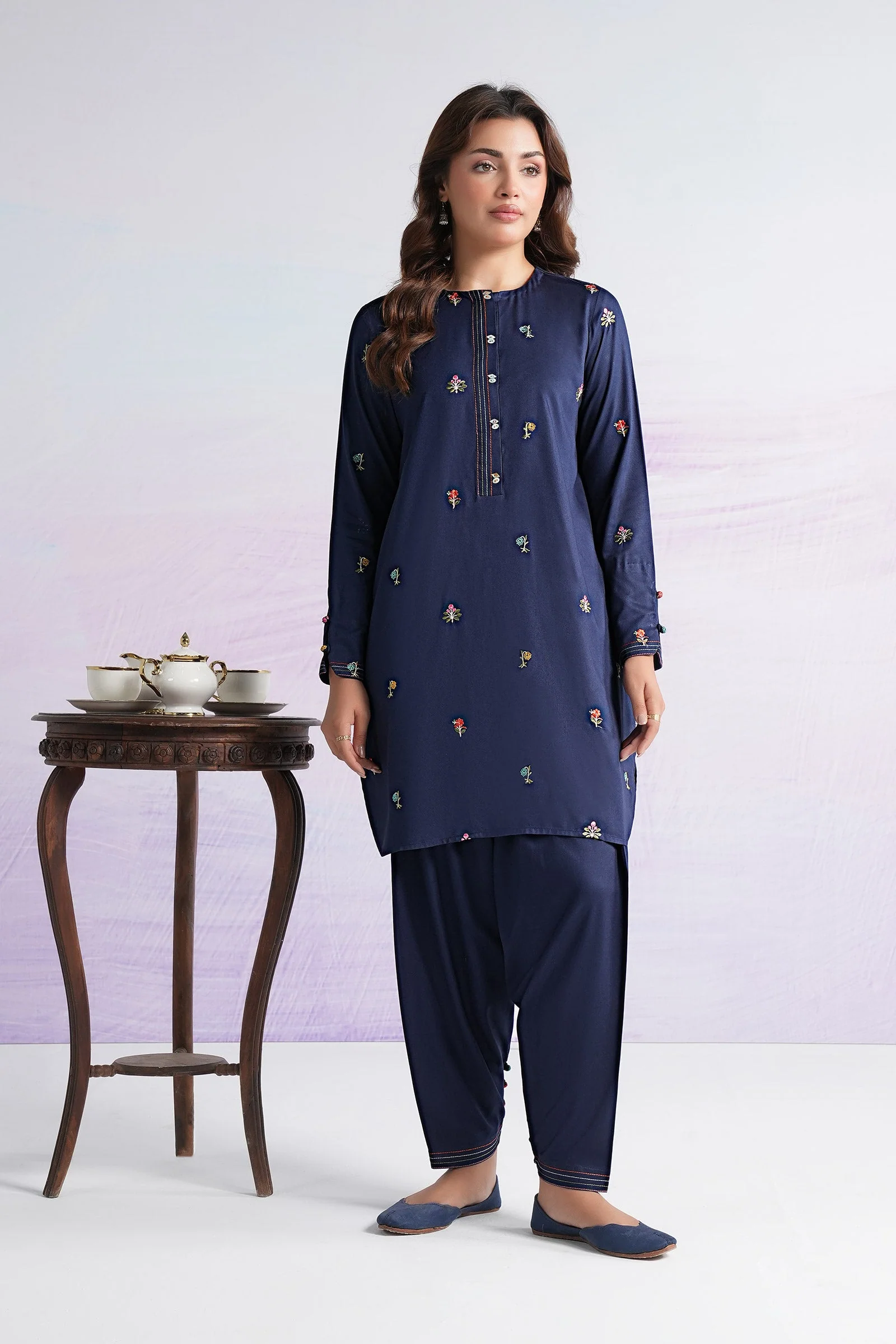 2 Pc Embroidered Twill Suit - Image 2