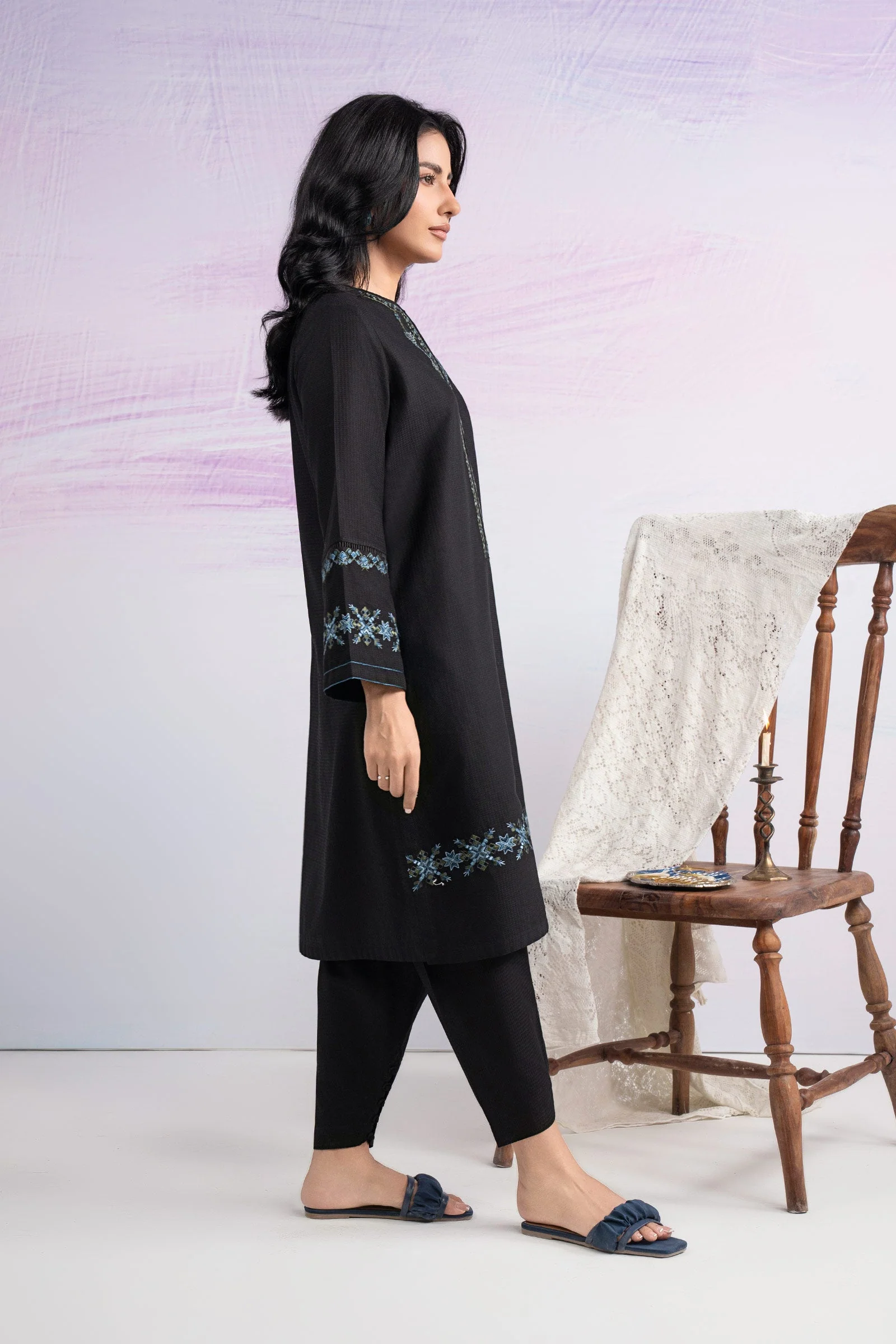 2 Pc Embroidered Dobby Cotton Suit - Image 5