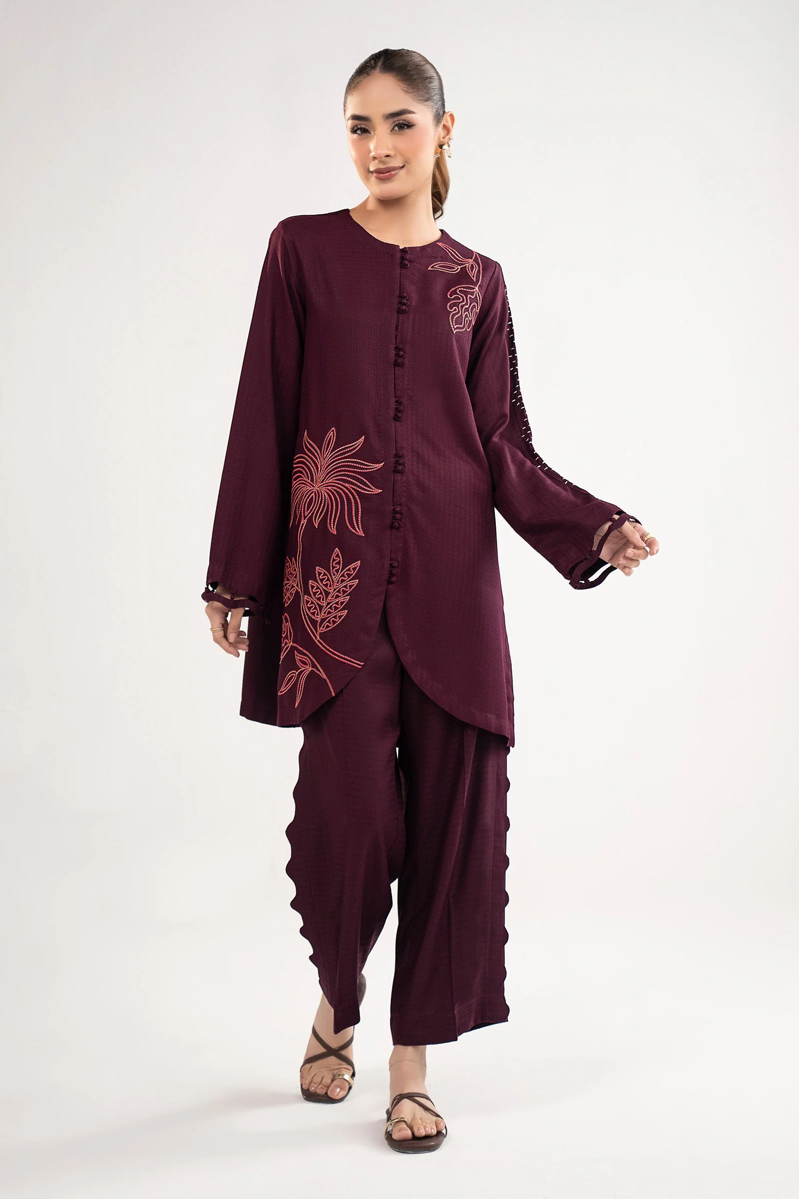 2 Pc Embroidered Dobby Viscose Suit