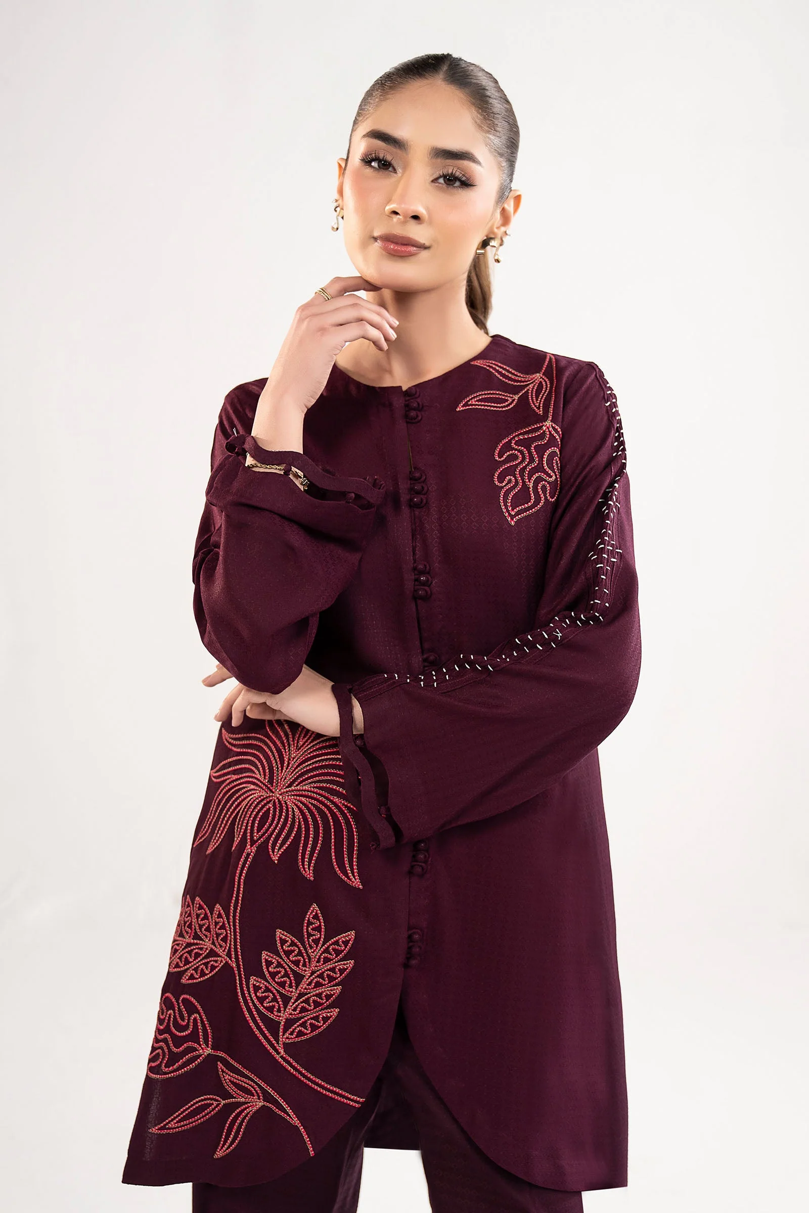 2 Pc Embroidered Dobby Viscose Suit - Image 2