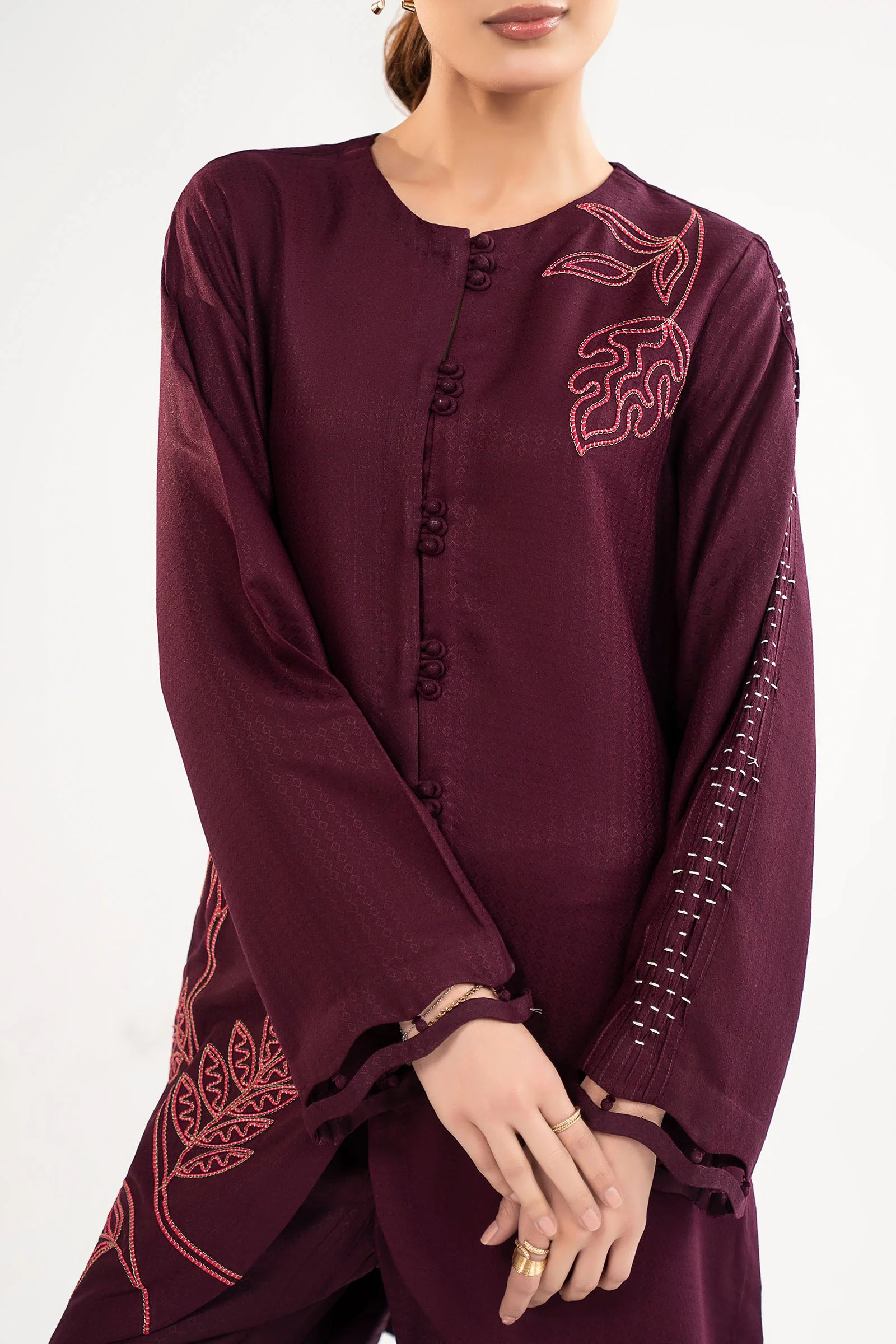 2 Pc Embroidered Dobby Viscose Suit - Image 4