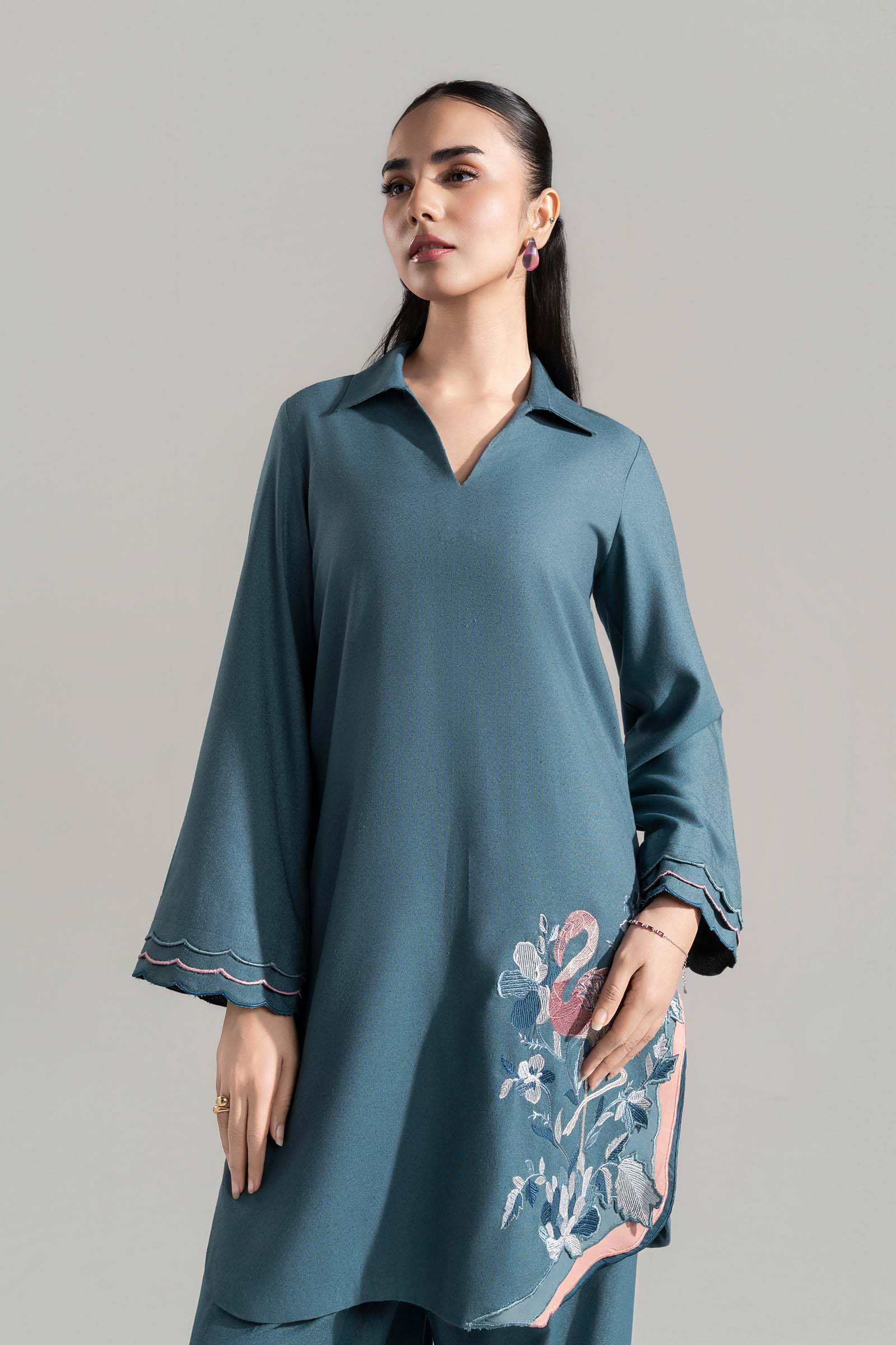 2 Pc Embroidered Silk Karandi Suit - Image 6