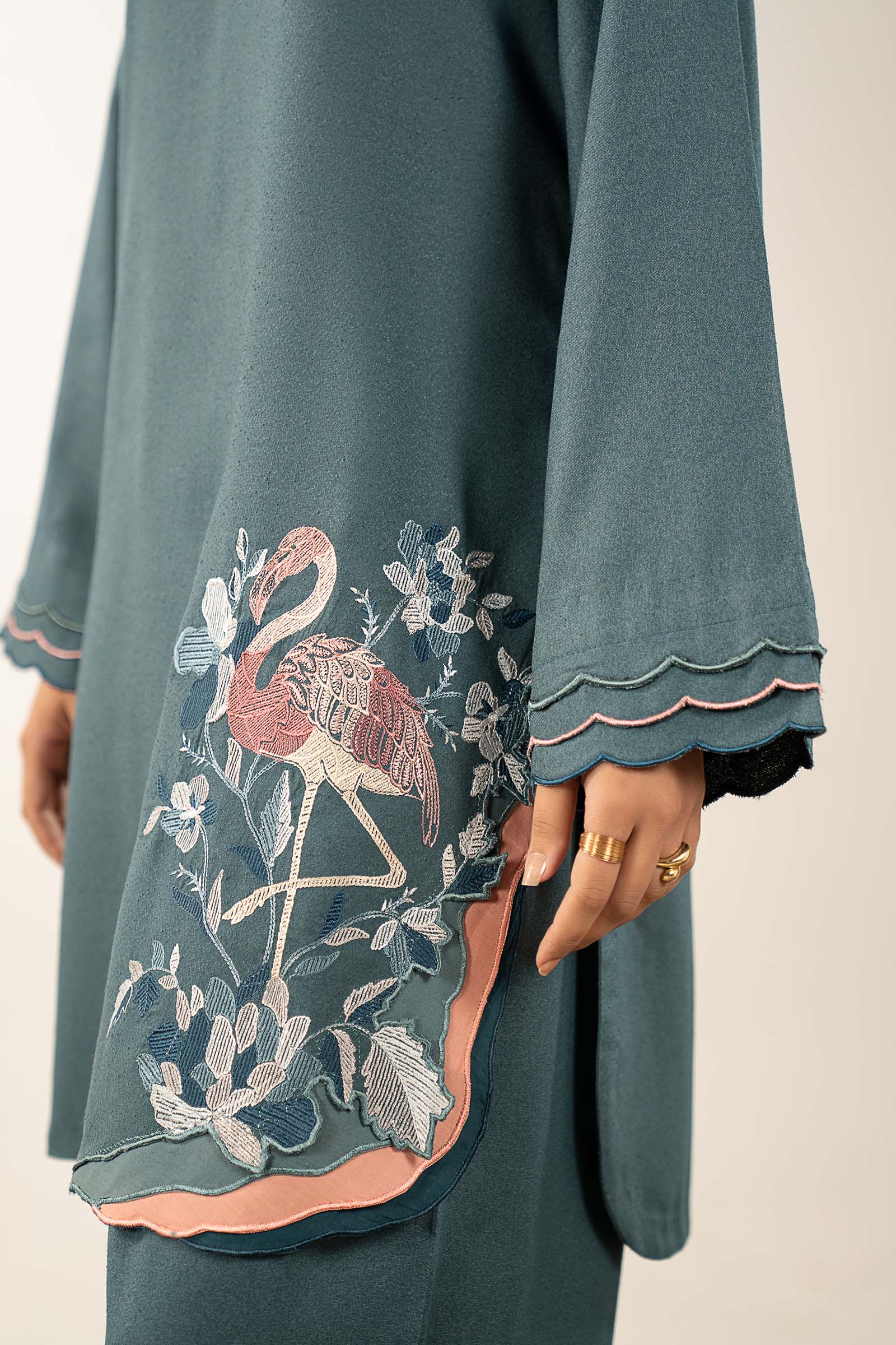 2 Pc Embroidered Silk Karandi Suit - Image 7
