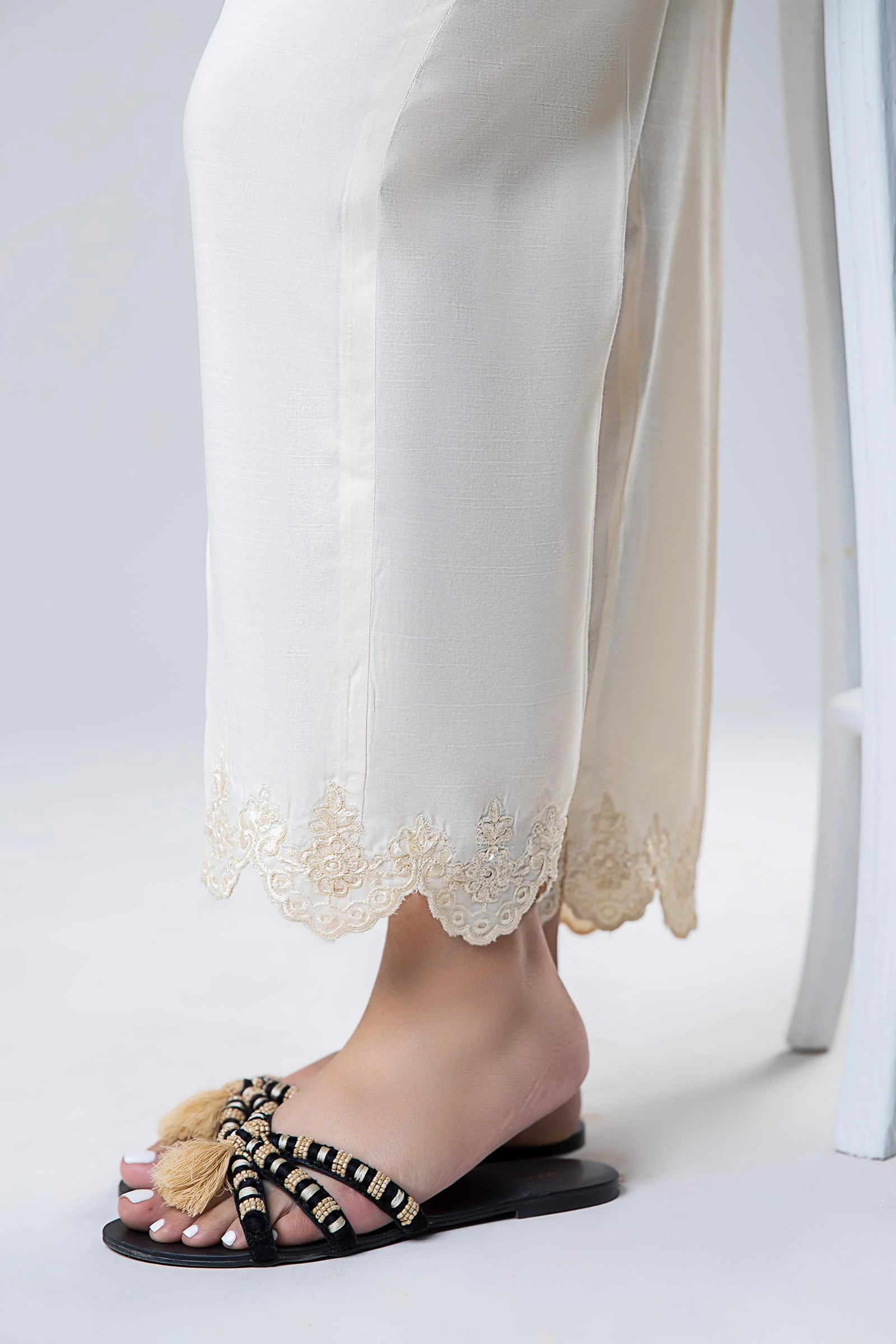 Embroidered Raw Silk Trouser - Image 2