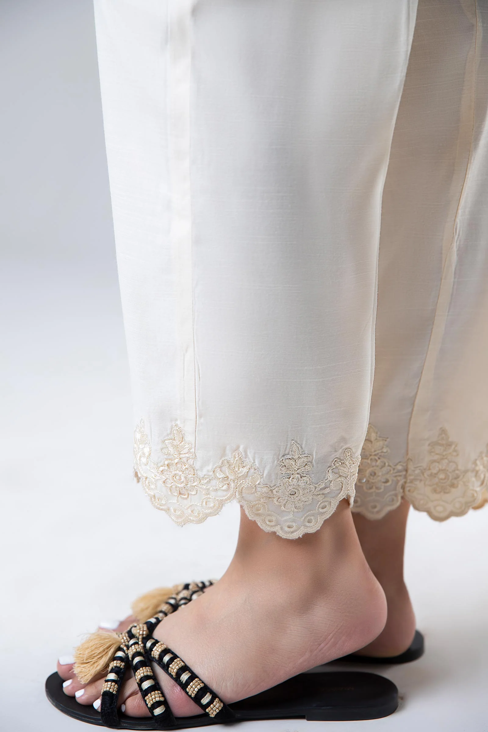 Embroidered Raw Silk Trouser - Image 3