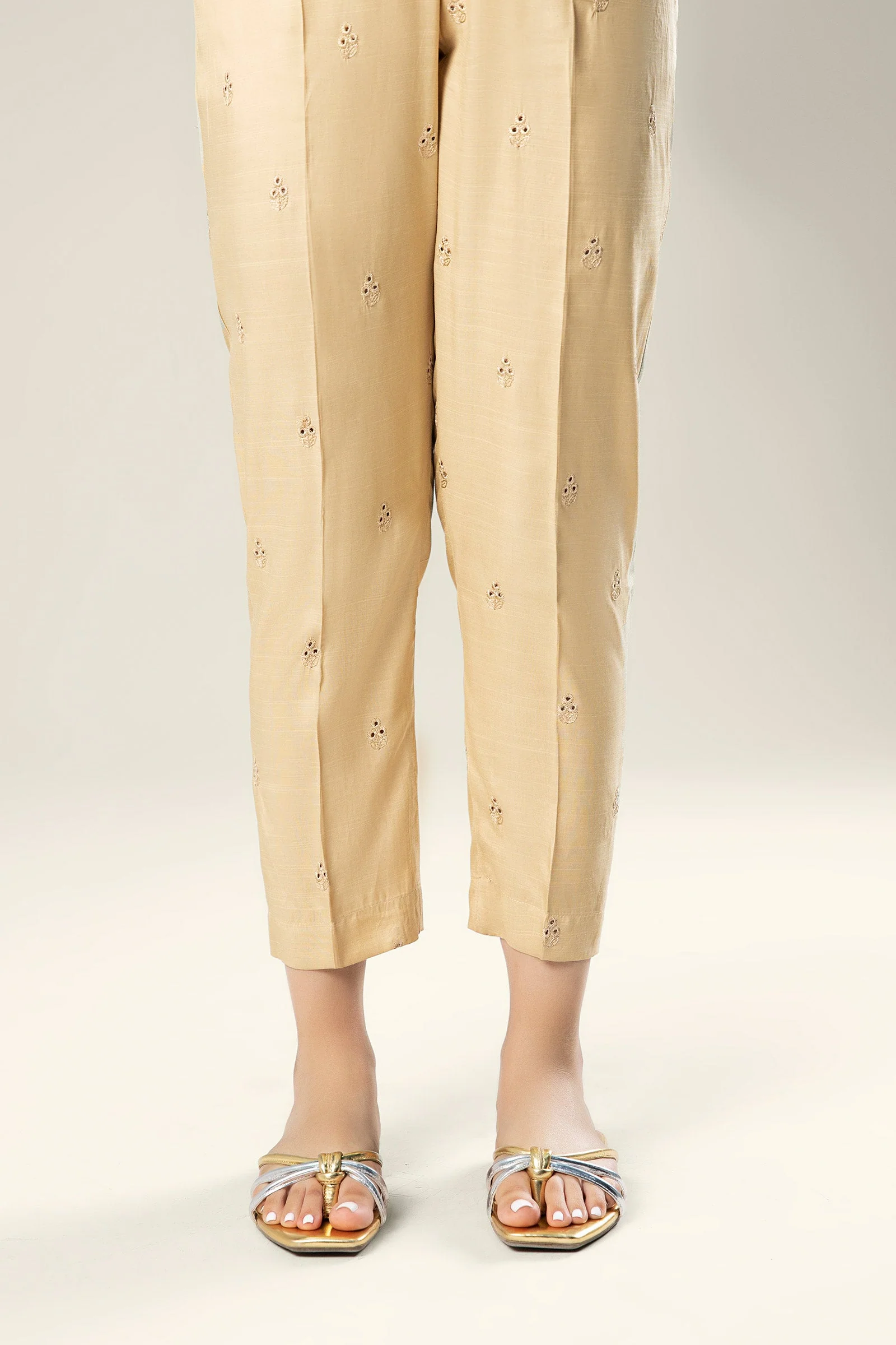 Embroidered Raw Silk Trouser - Image 3