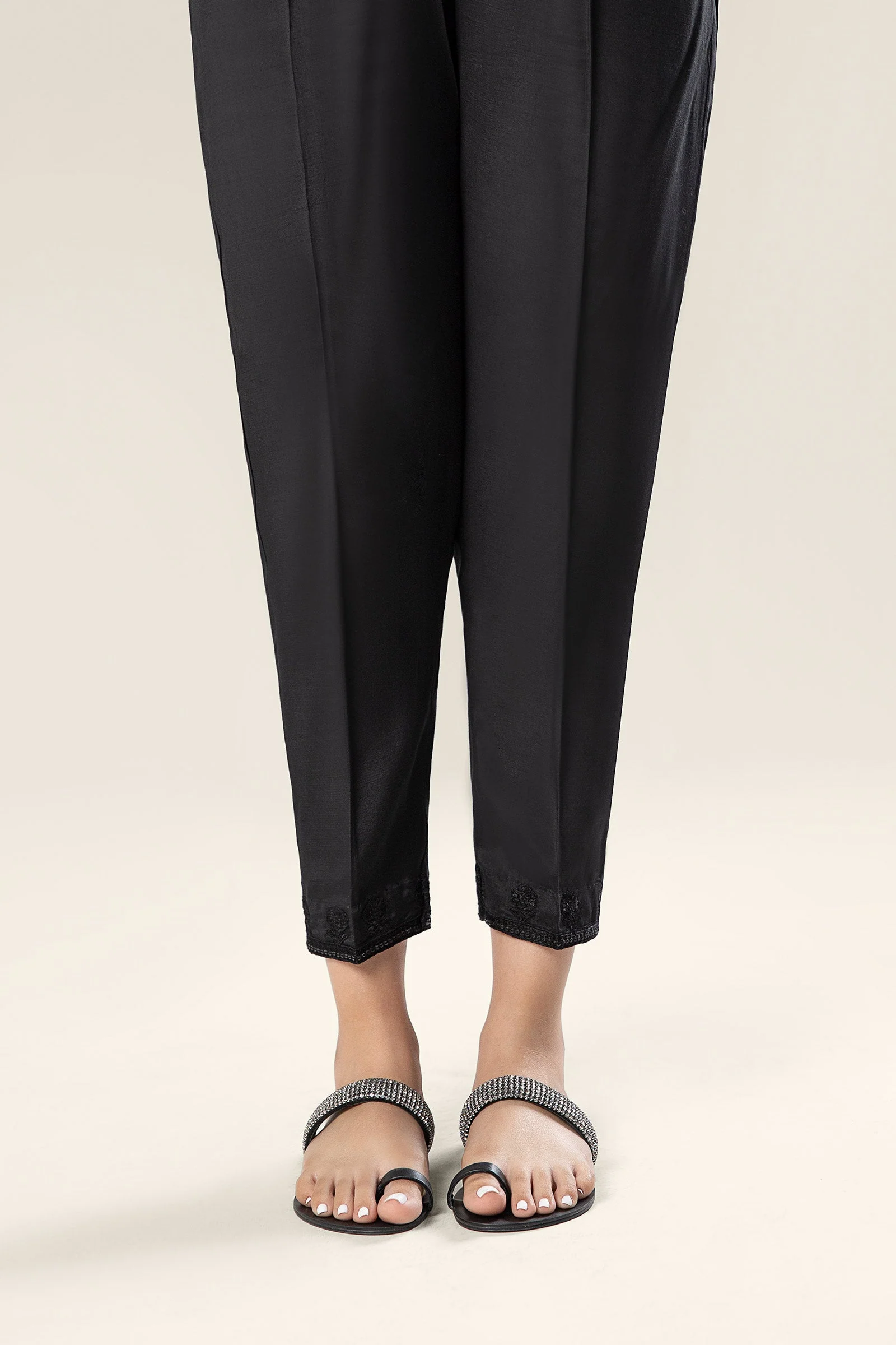 Embroidered Raw Silk Trouser - Image 3