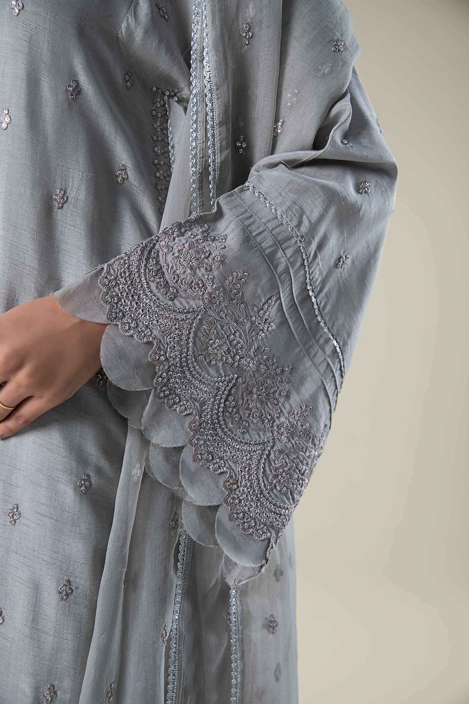 2 Pc Embroidered Raw Silk Suit - Image 3