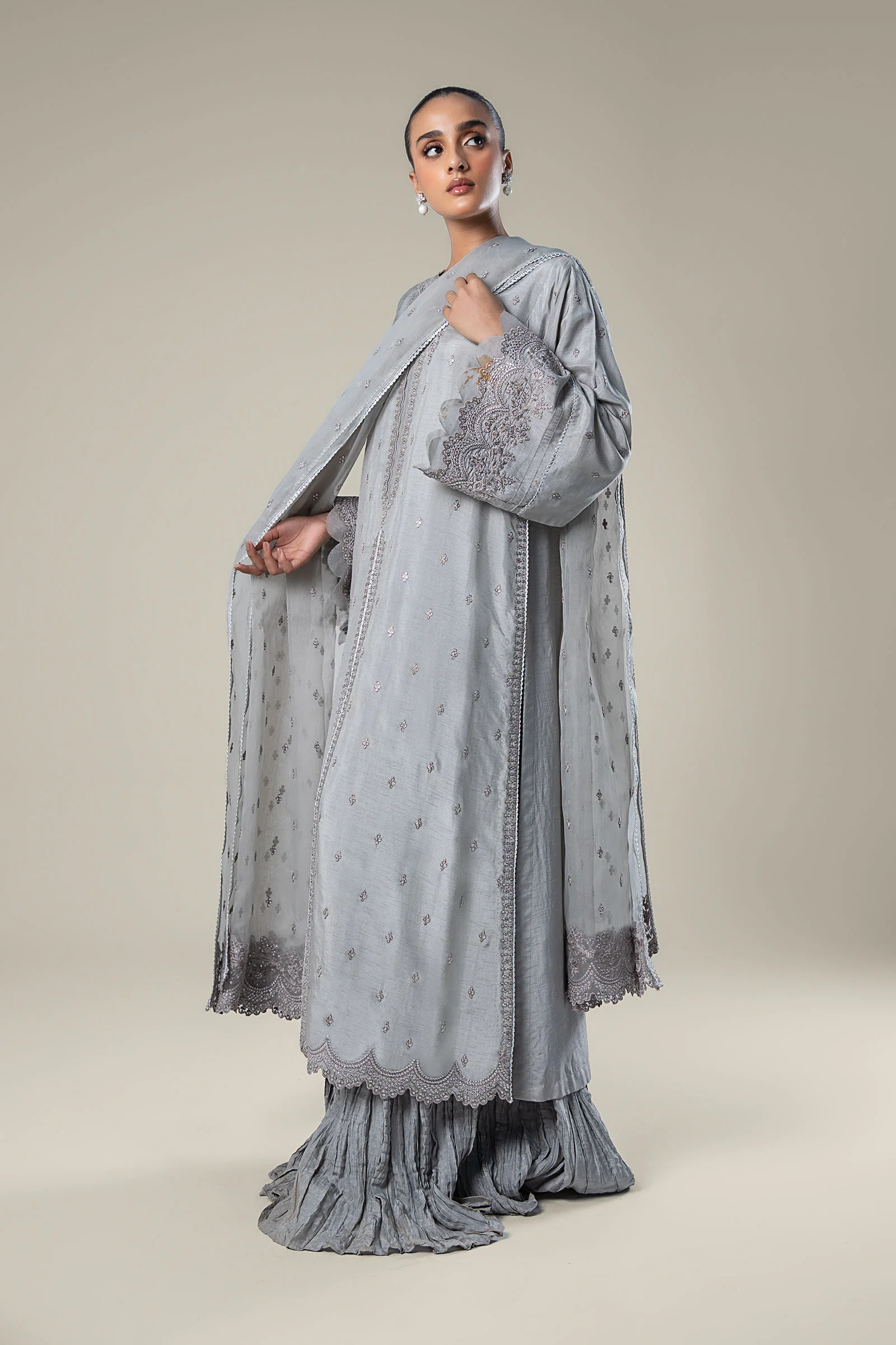 2 Pc Embroidered Raw Silk Suit - Image 5