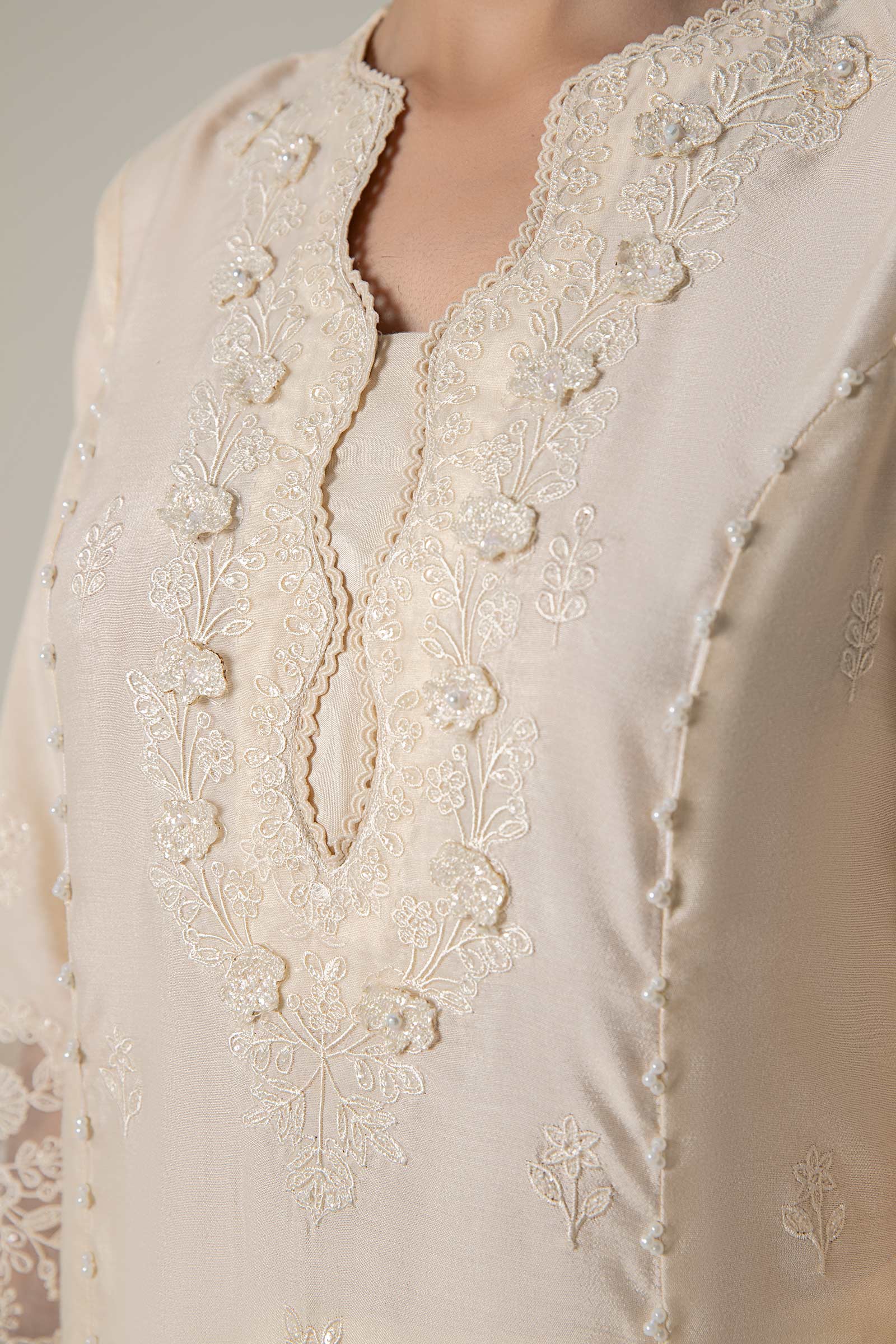 2 Pc Embroidered Khadi Silk Suit - Image 4