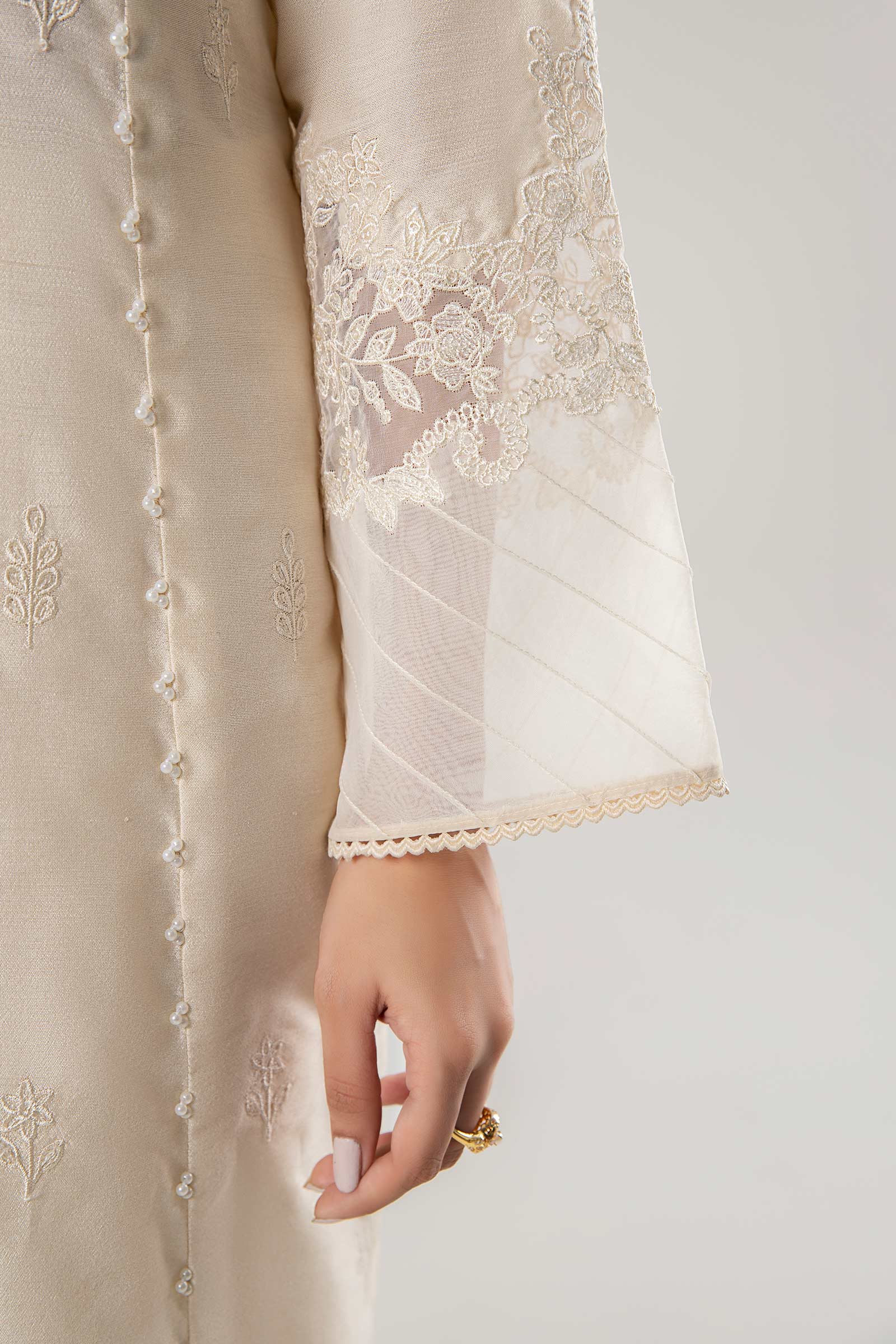 2 Pc Embroidered Khadi Silk Suit - Image 5