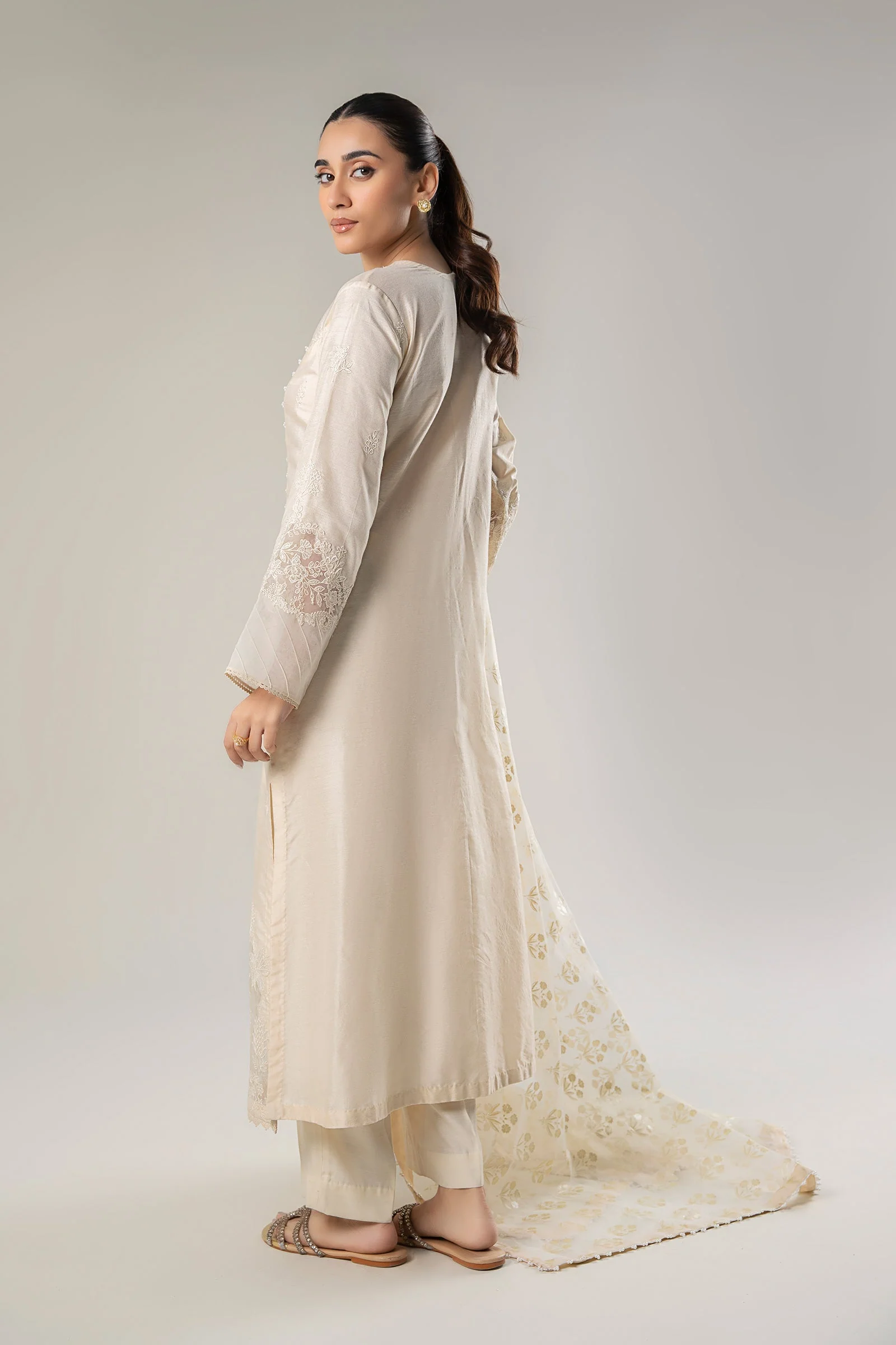 2 Pc Embroidered Khadi Silk Suit - Image 7