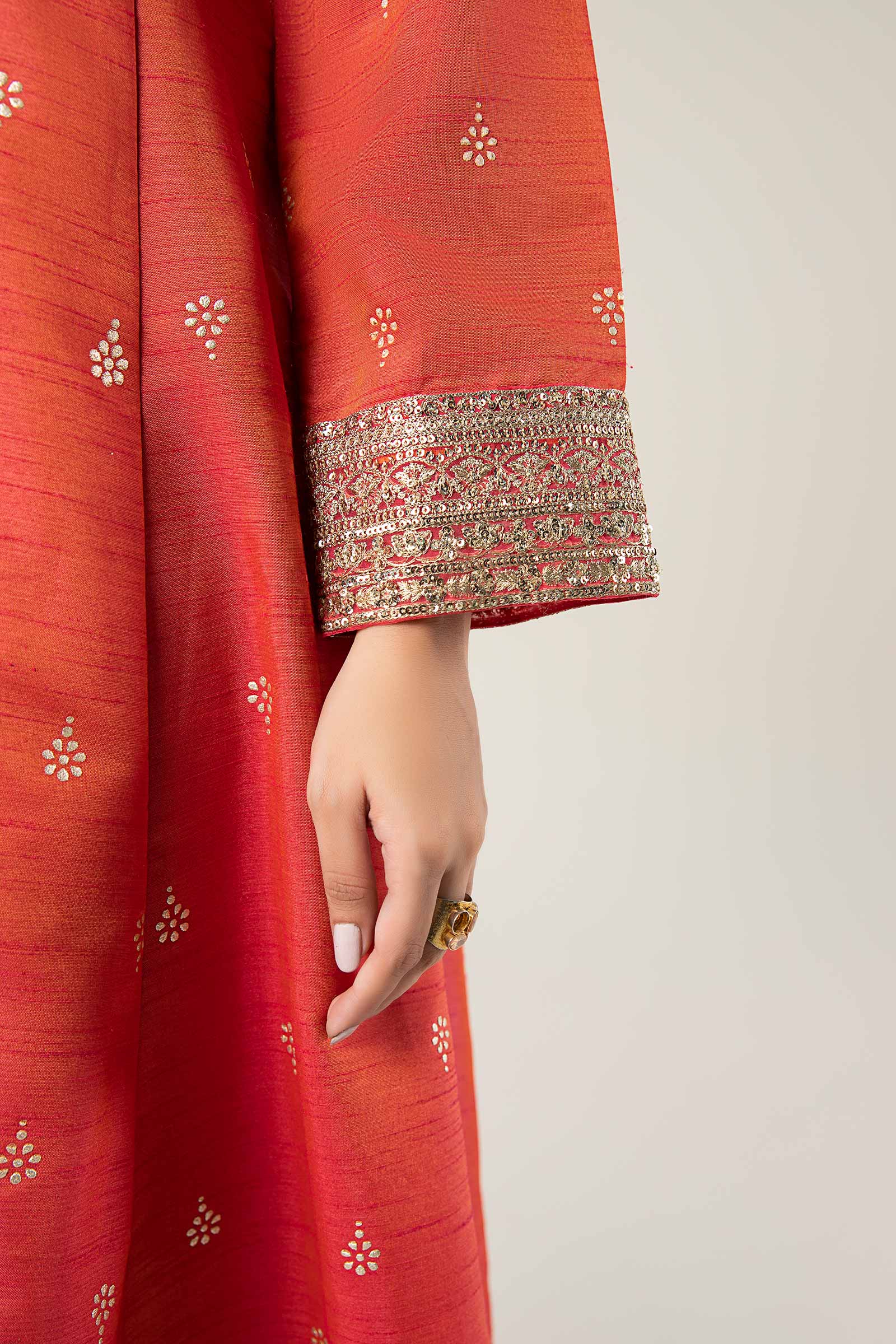 2 Pc Embroidered Tonal Silk Suit - Image 4