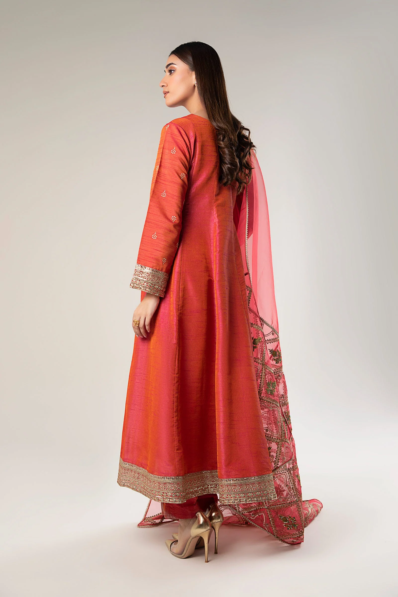 2 Pc Embroidered Tonal Silk Suit - Image 5