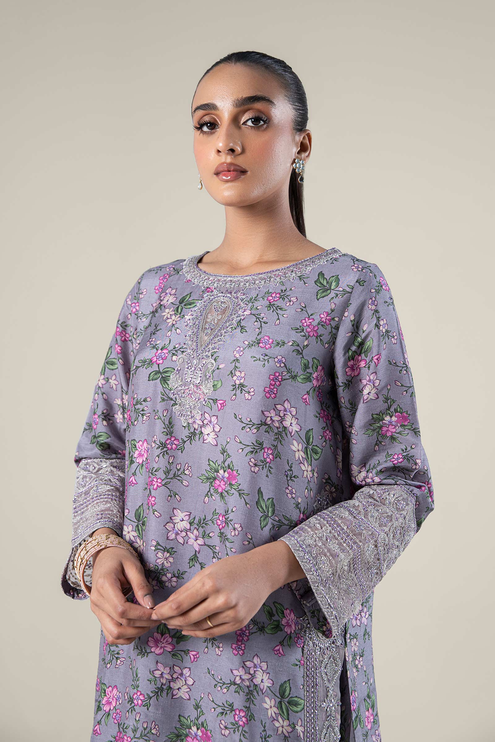 2 Pc Embroidered Raw Silk Suit - Image 2