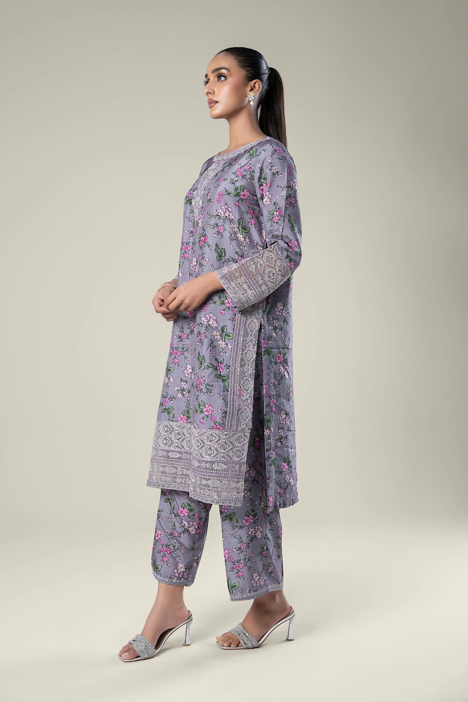2 Pc Embroidered Raw Silk Suit - Image 3