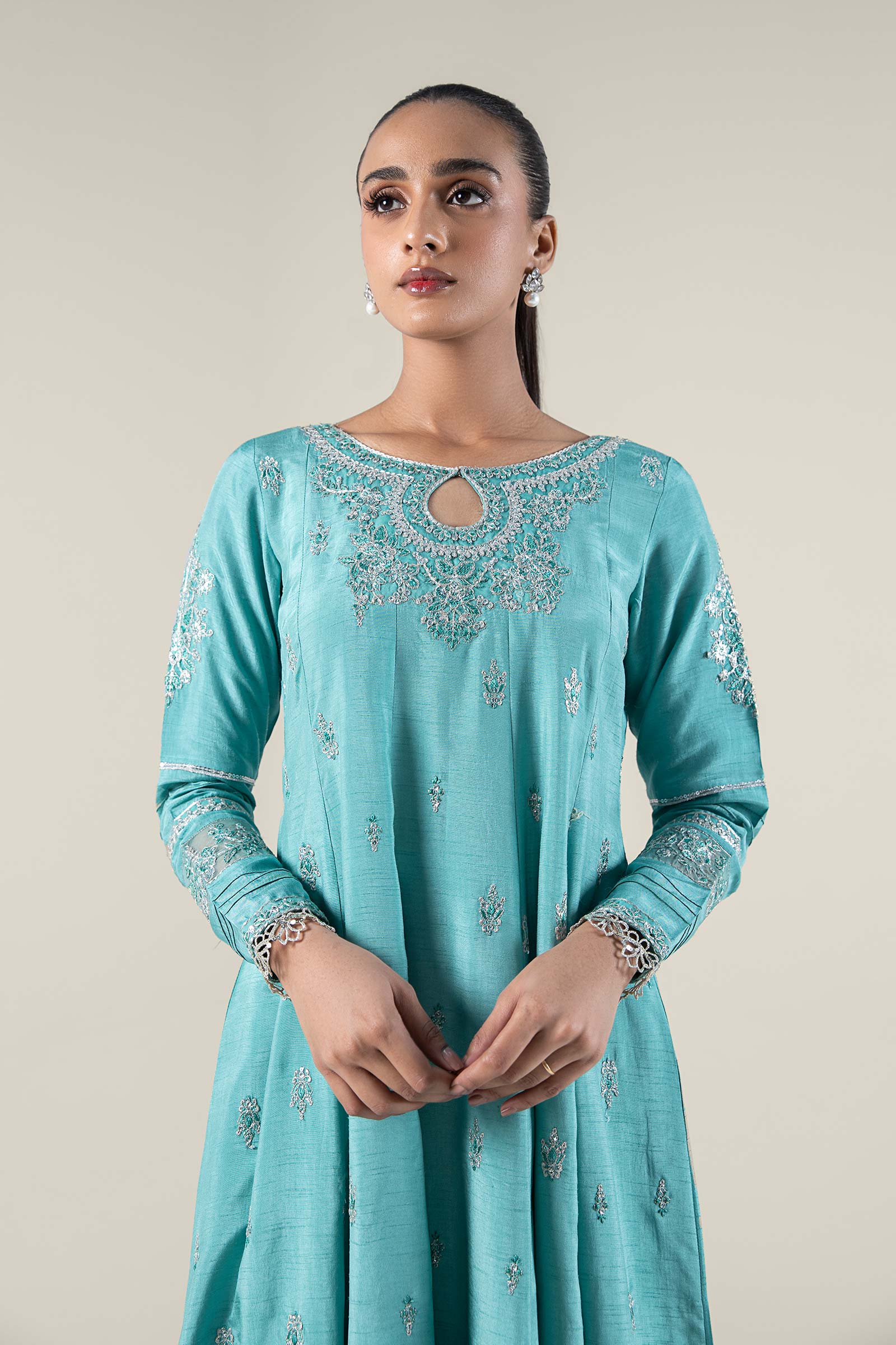Embroidered Raw Silk Pishwas - Image 2