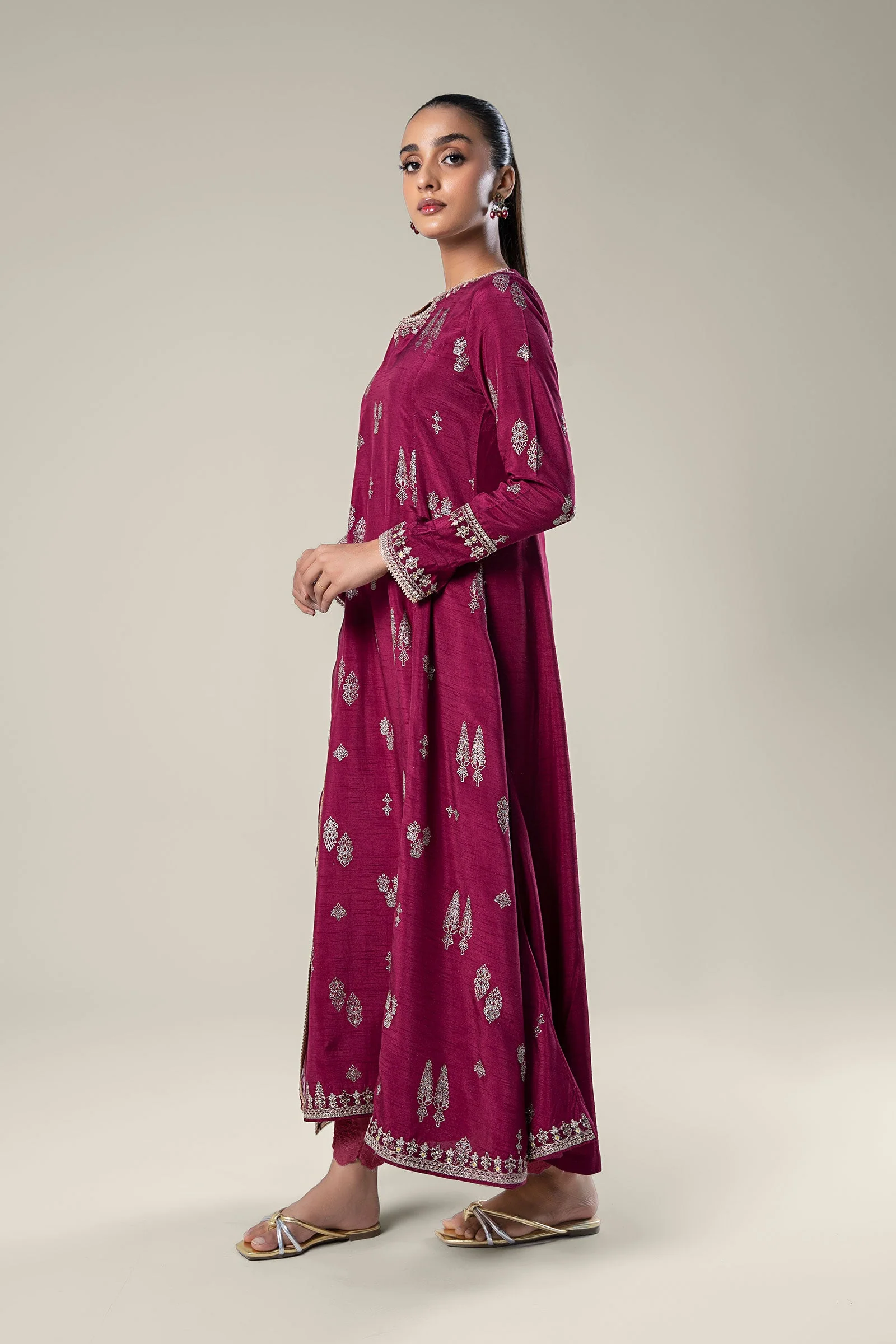 2 Pc Embroidered Raw Silk Suit - Image 4