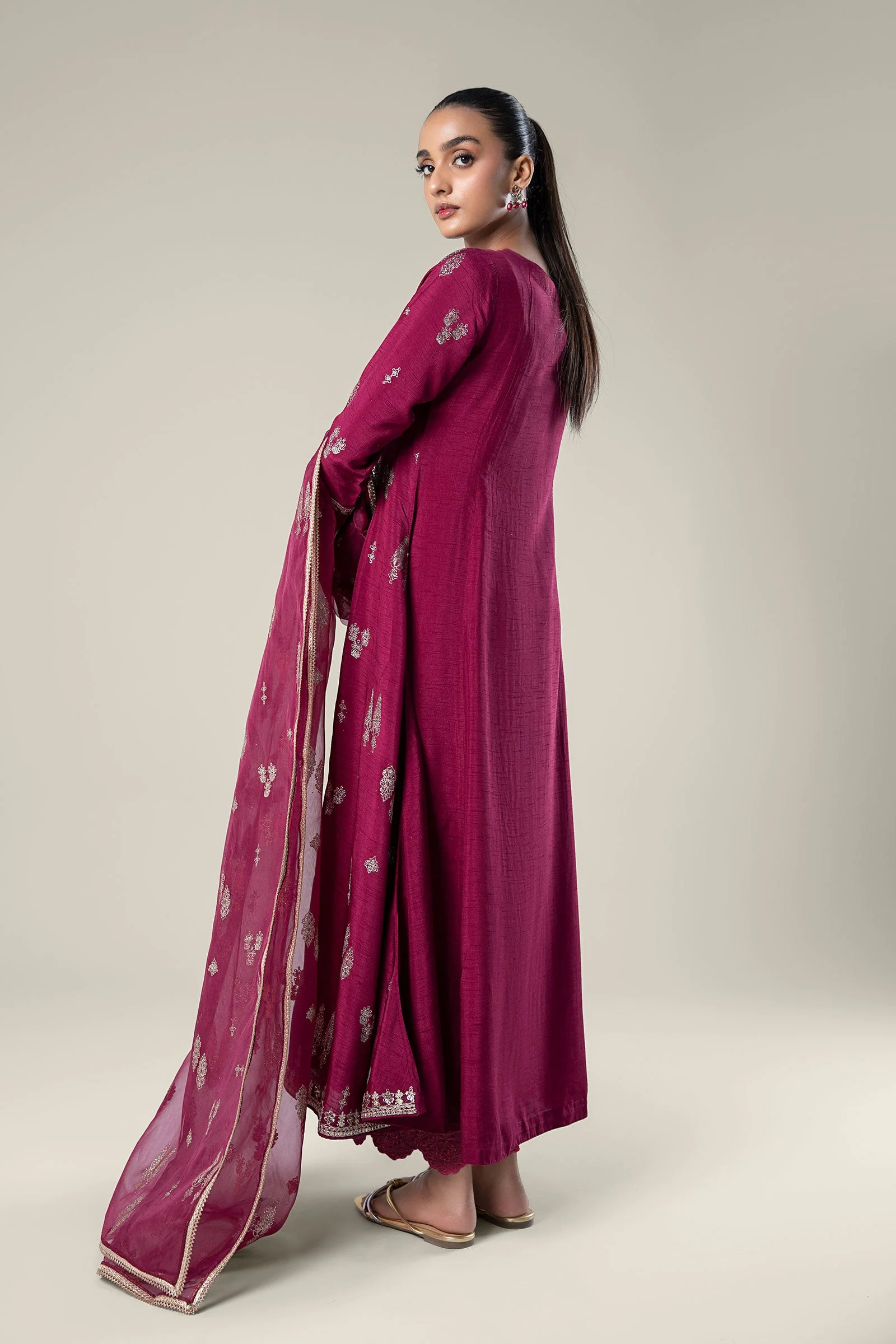 2 Pc Embroidered Raw Silk Suit - Image 5