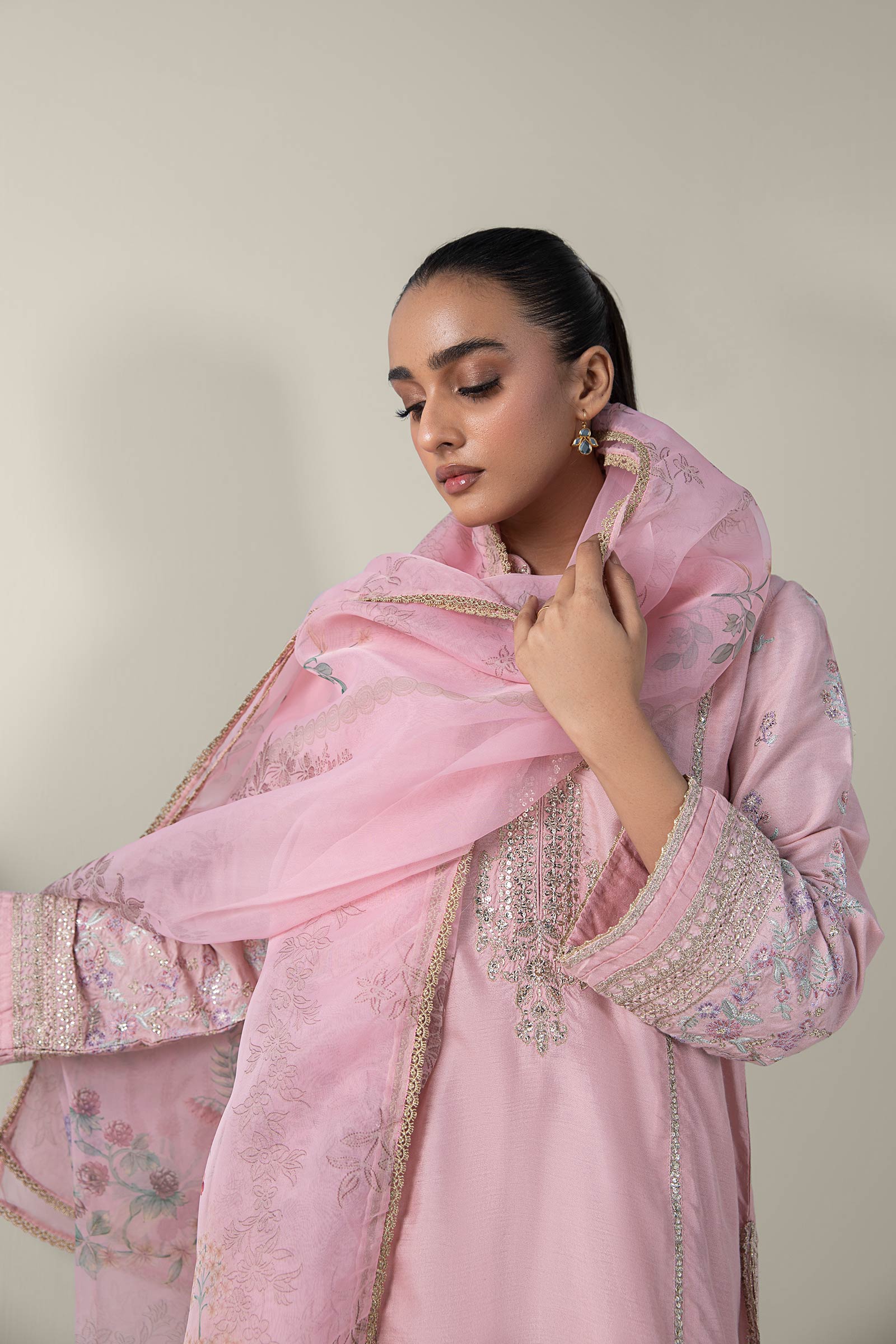 2 Pc Embroidered Khaddi Silk Suit - Image 2