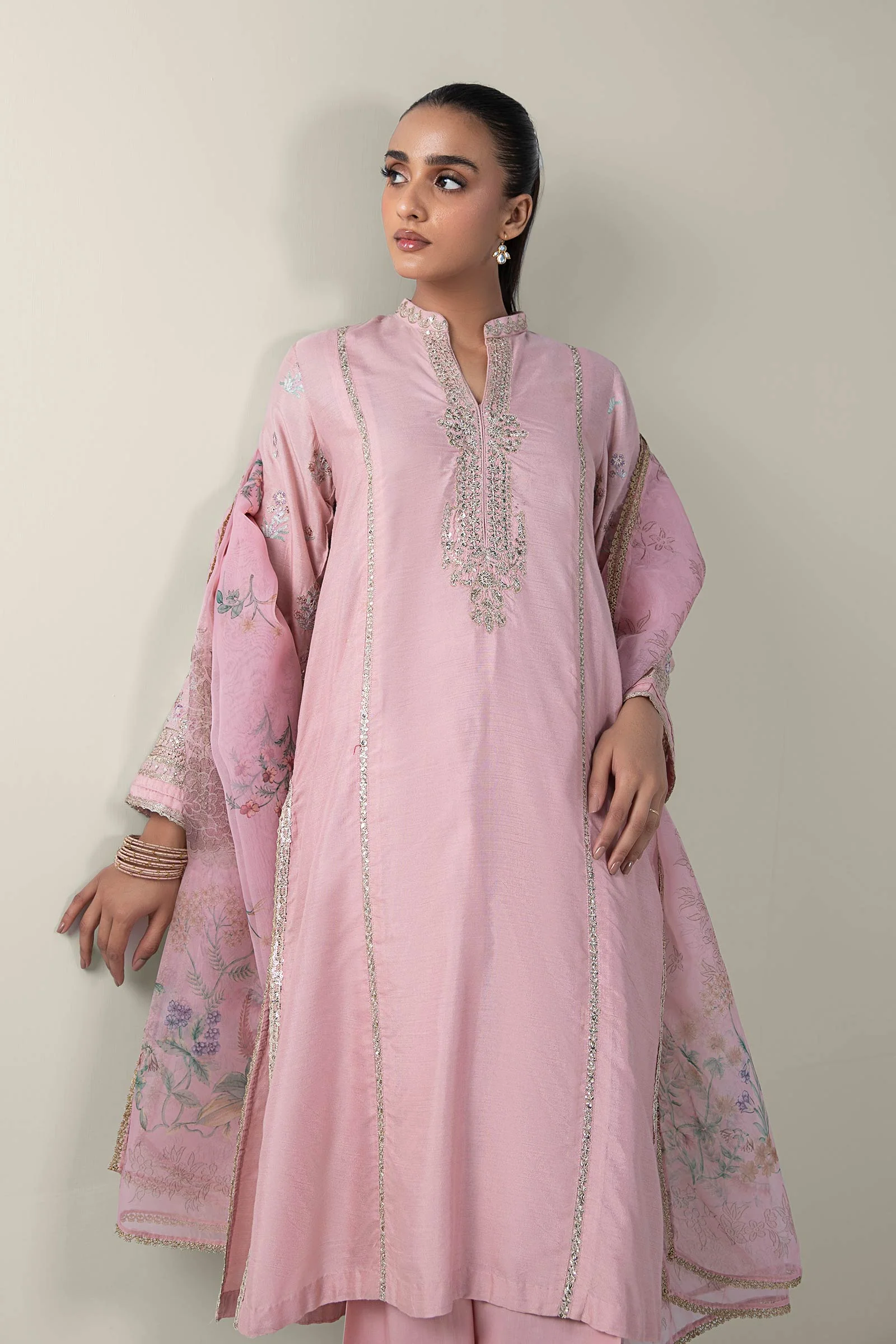 2 Pc Embroidered Khaddi Silk Suit - Image 3
