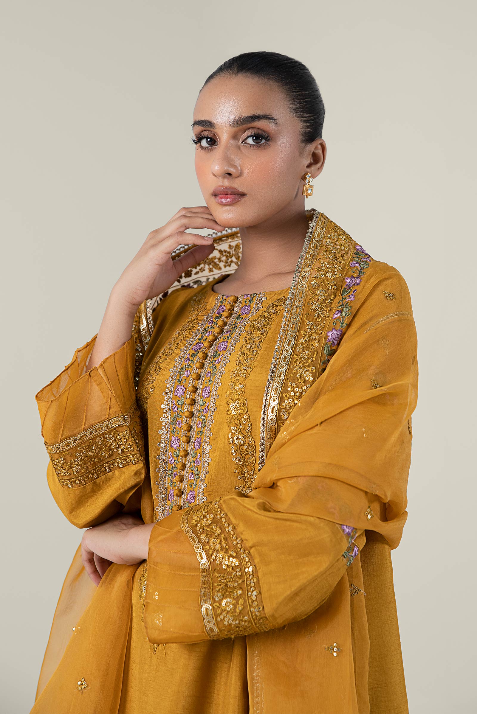2 Pc Embroidered Raw Silk Suit - Image 2