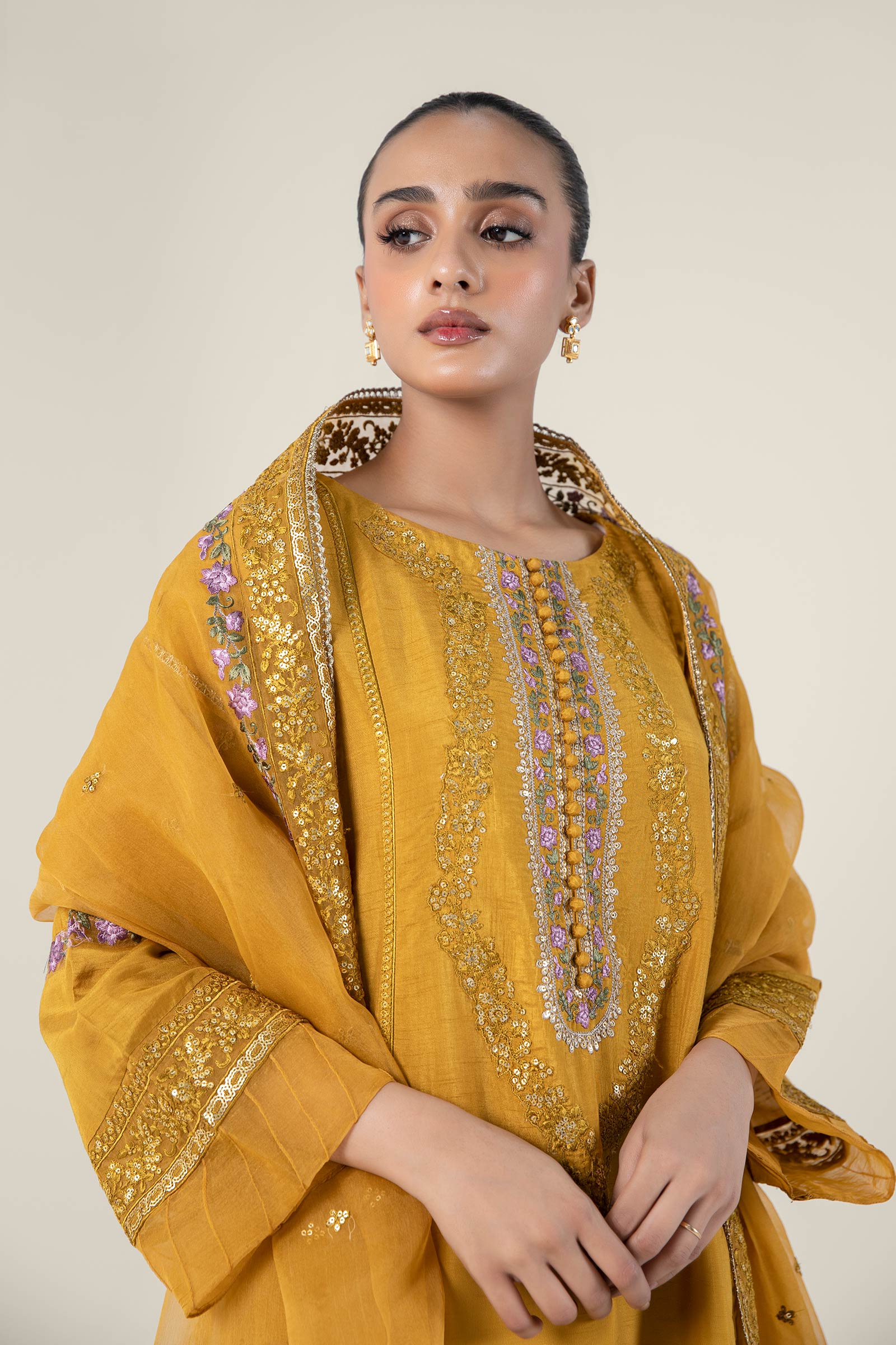 2 Pc Embroidered Raw Silk Suit - Image 3