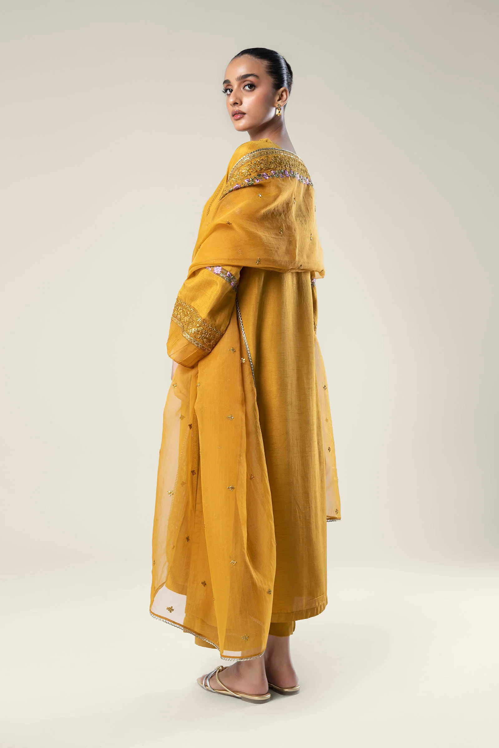 2 Pc Embroidered Raw Silk Suit - Image 5