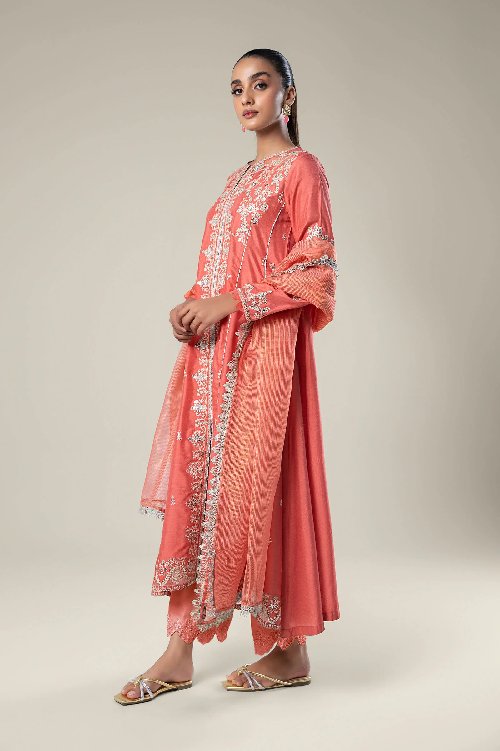 2 Pc Embroidered Khaddi Silk Suit - Image 4