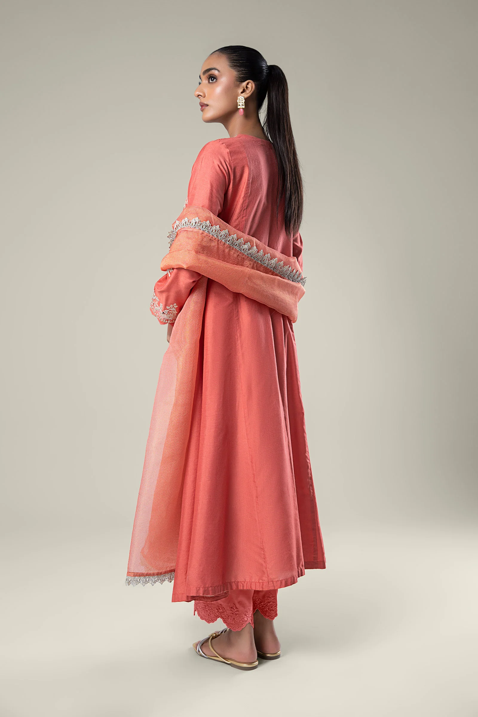 2 Pc Embroidered Khaddi Silk Suit - Image 5