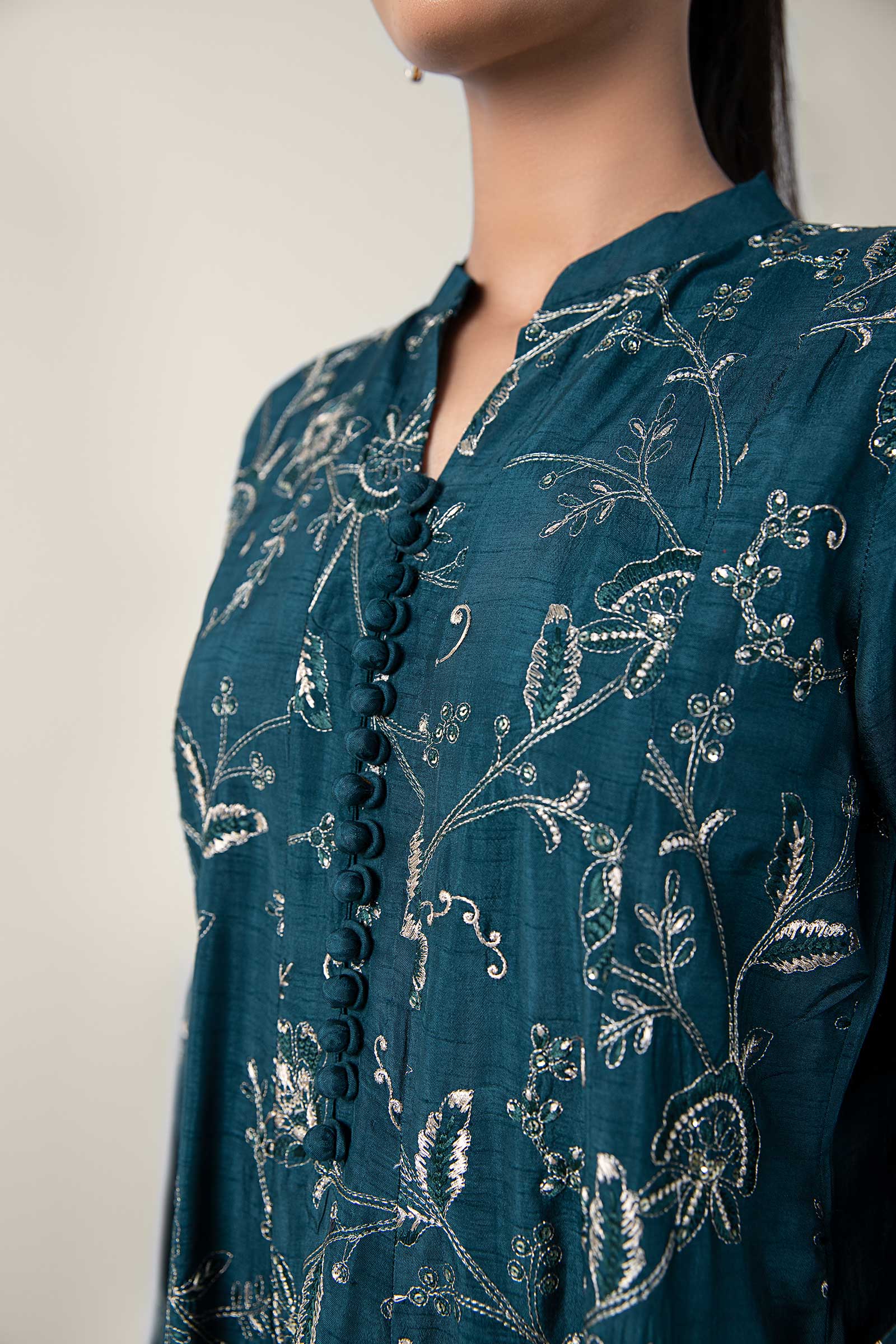 2 Pc Embroidered Raw Silk Suit - Image 3