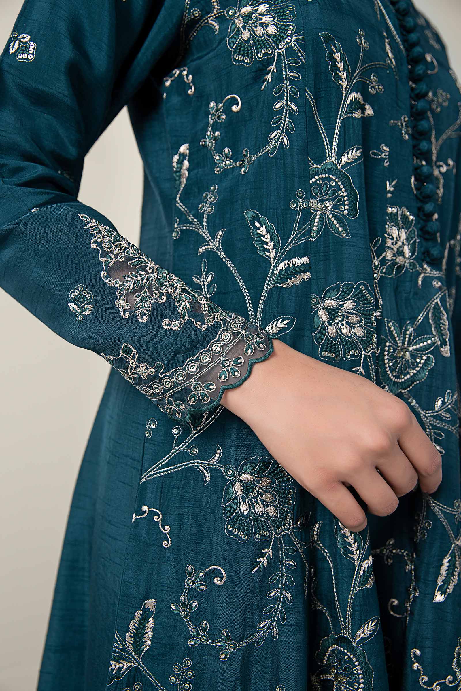 2 Pc Embroidered Raw Silk Suit - Image 4