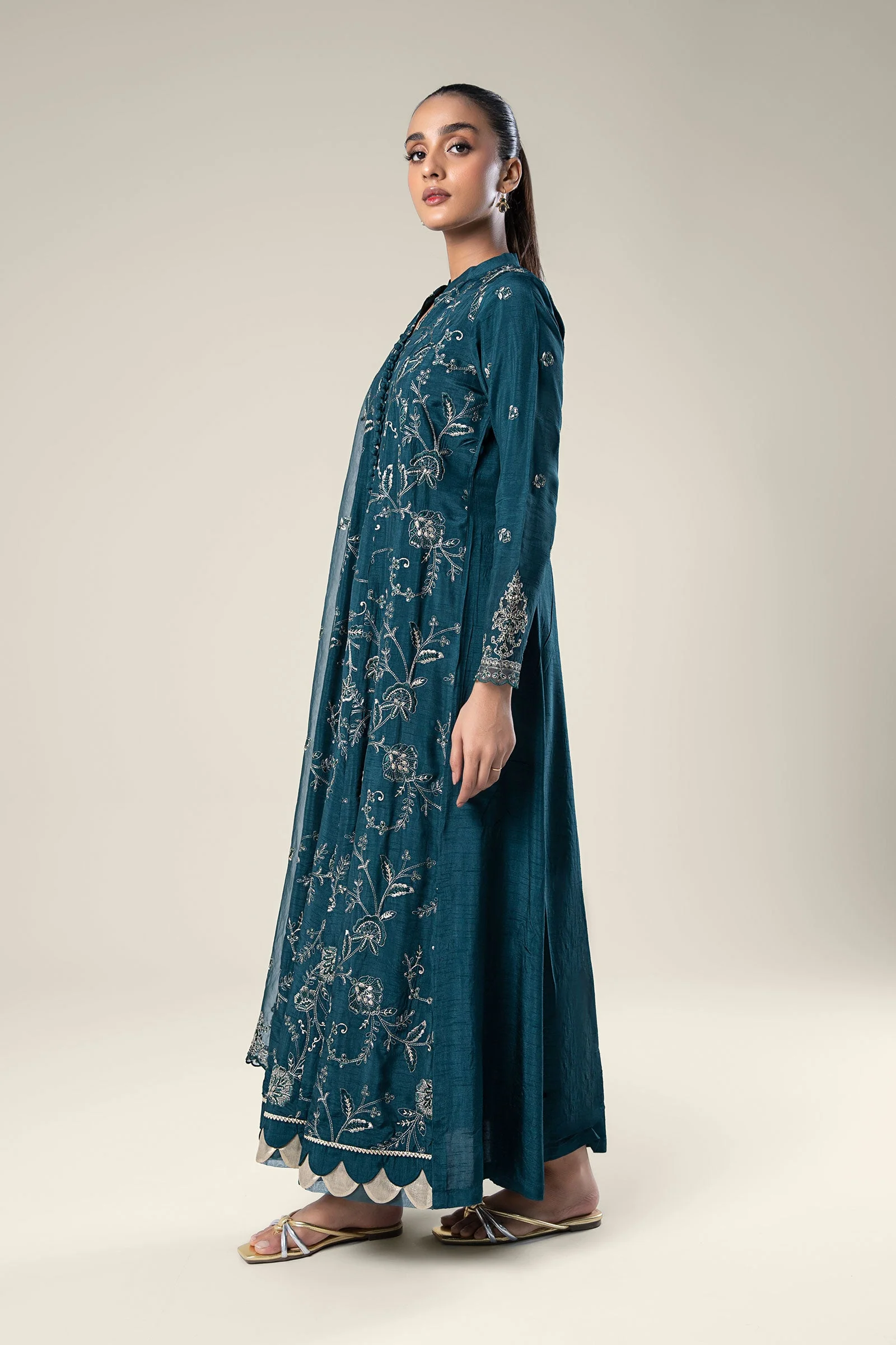 2 Pc Embroidered Raw Silk Suit - Image 5