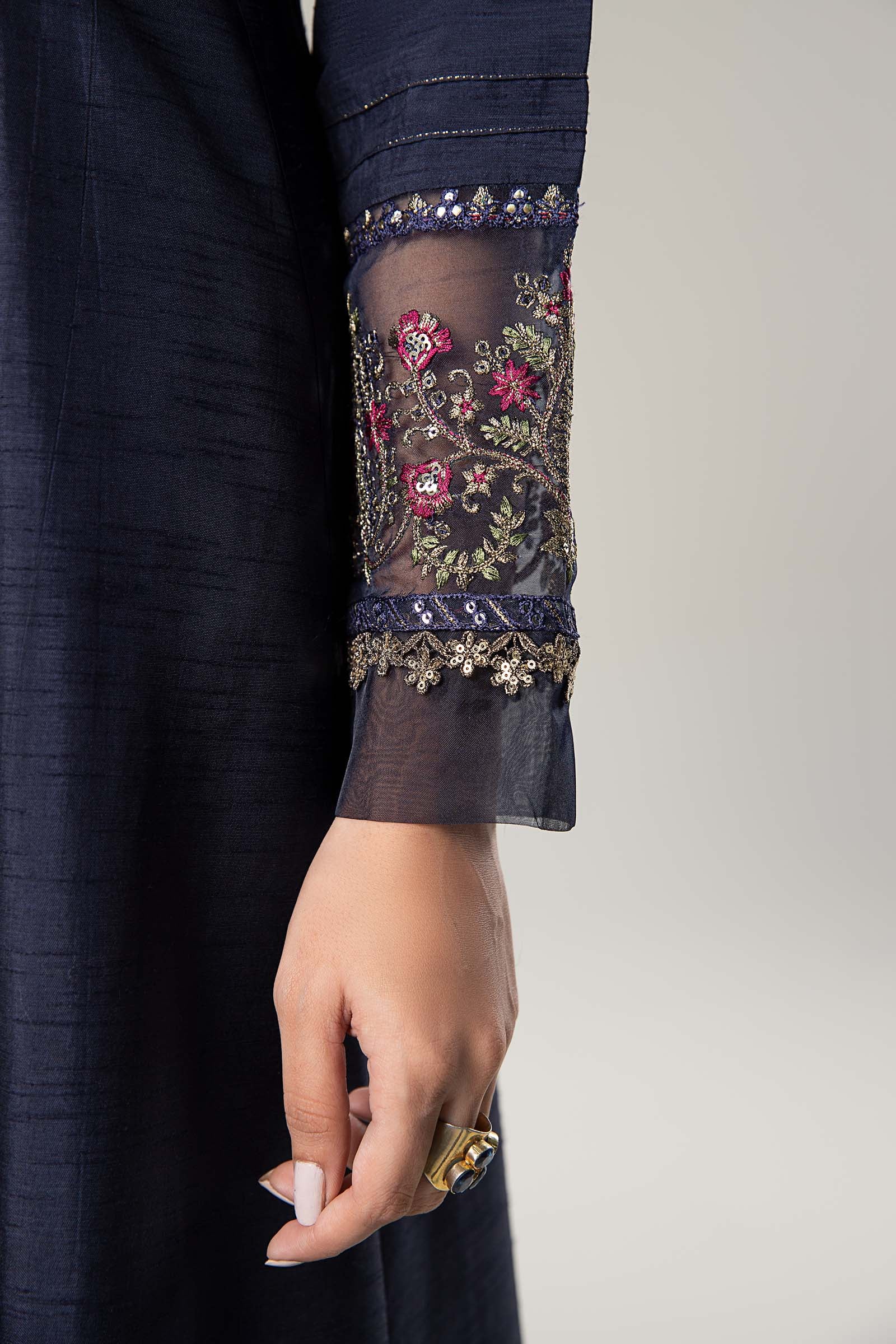 2 Pc Embroidered Raw Silk Suit - Image 5