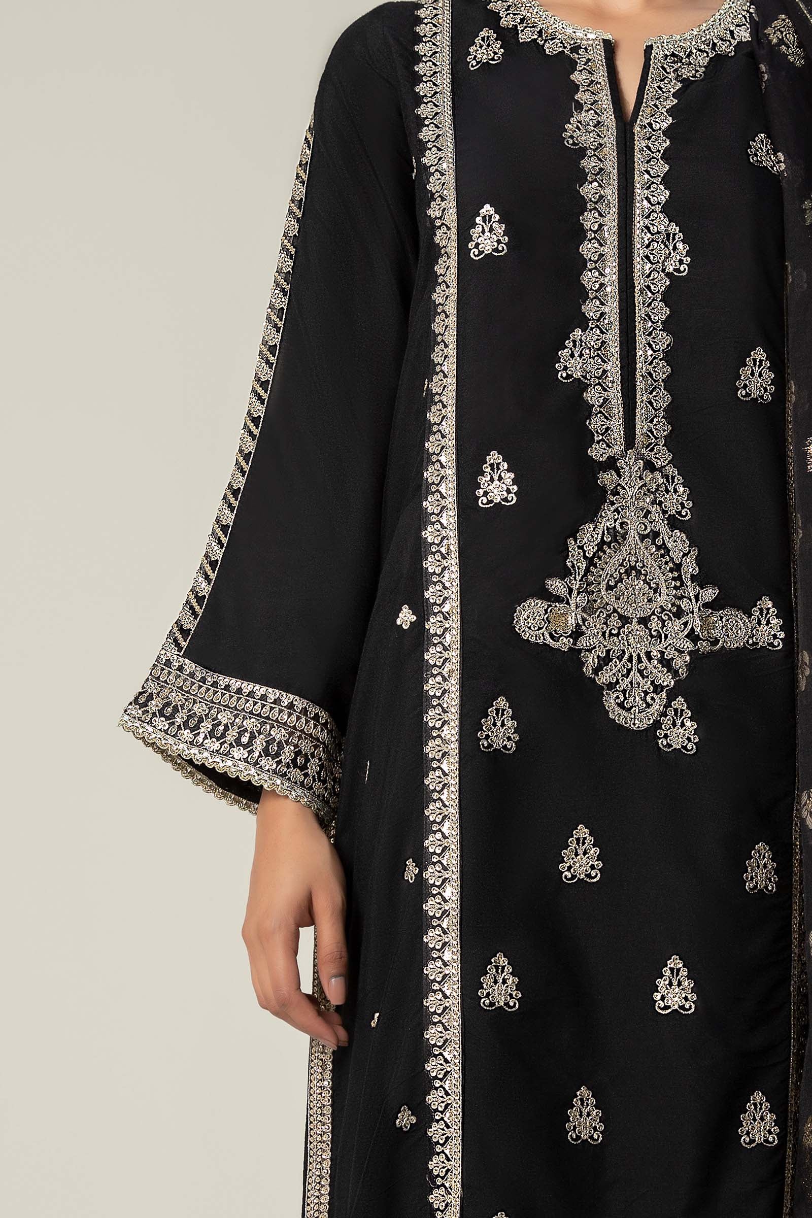 2 Pc Embroidered Khaddi Silk Suit - Image 4