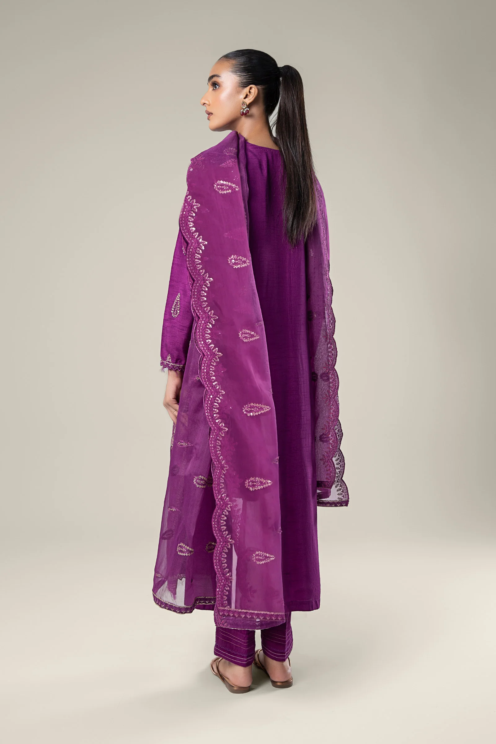 2 Pc Embroidered Raw Silk Suit - Image 5