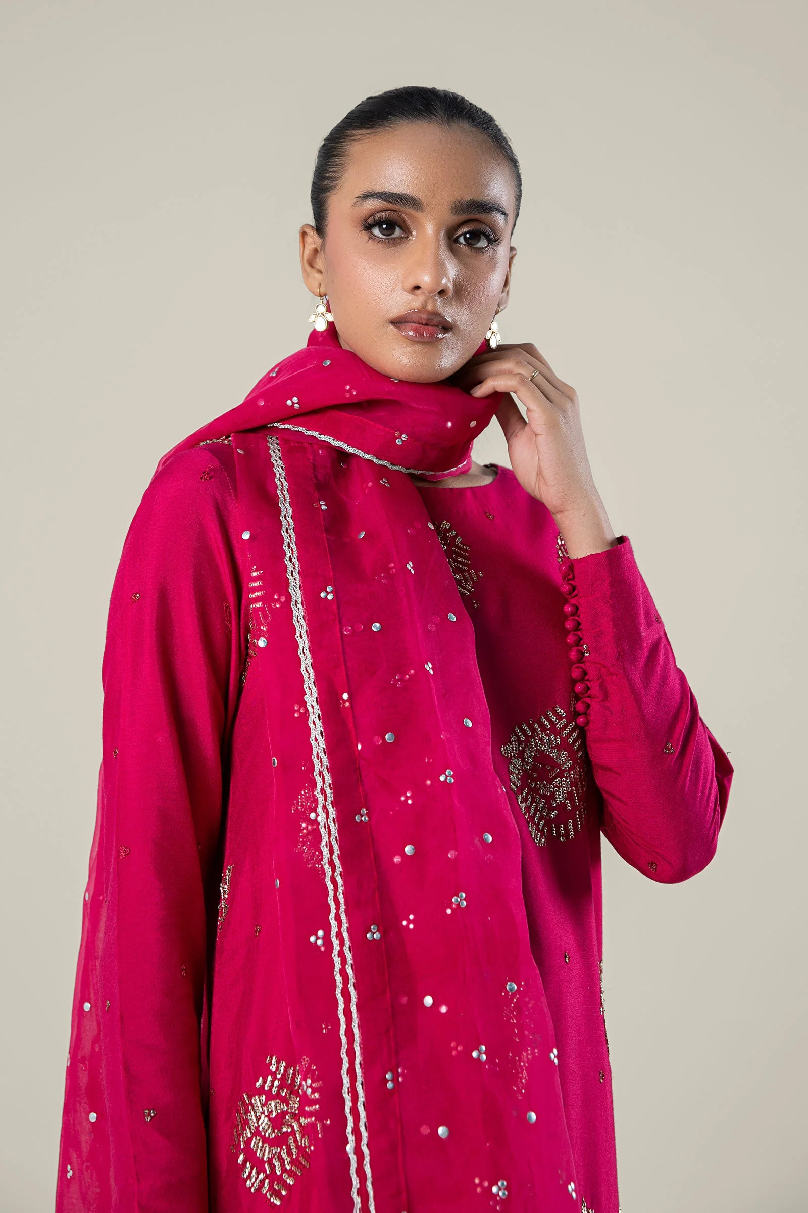 2 Pc Embroidered Raw Silk Suit - Image 2
