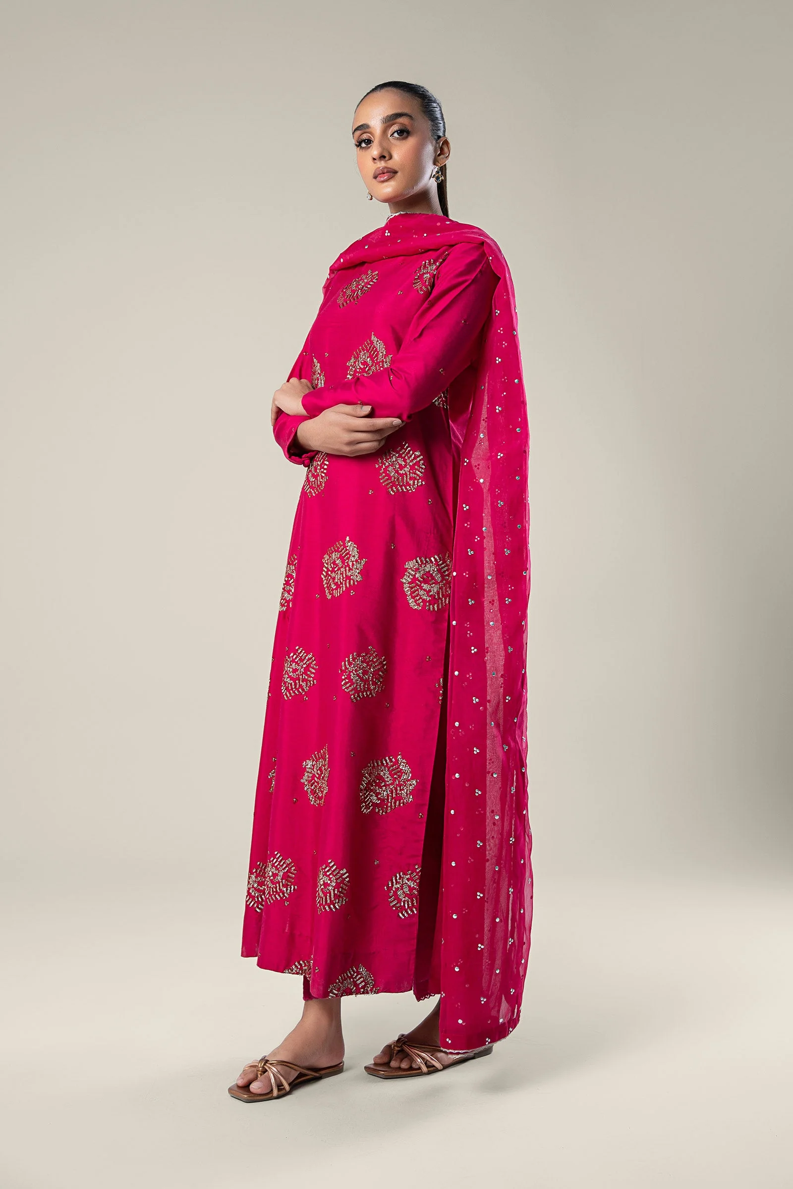 2 Pc Embroidered Raw Silk Suit - Image 4